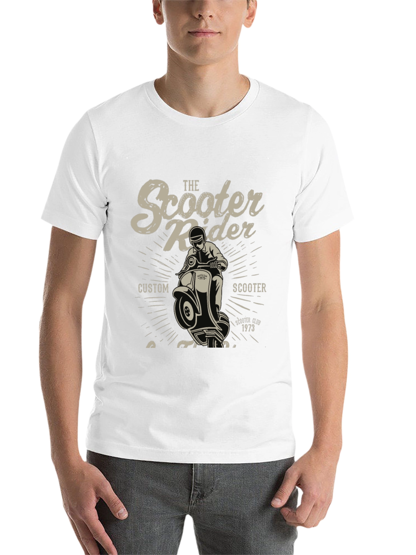 Black Vintage Scooter Rider Graphic Tee - Custom Scooter Club view 14