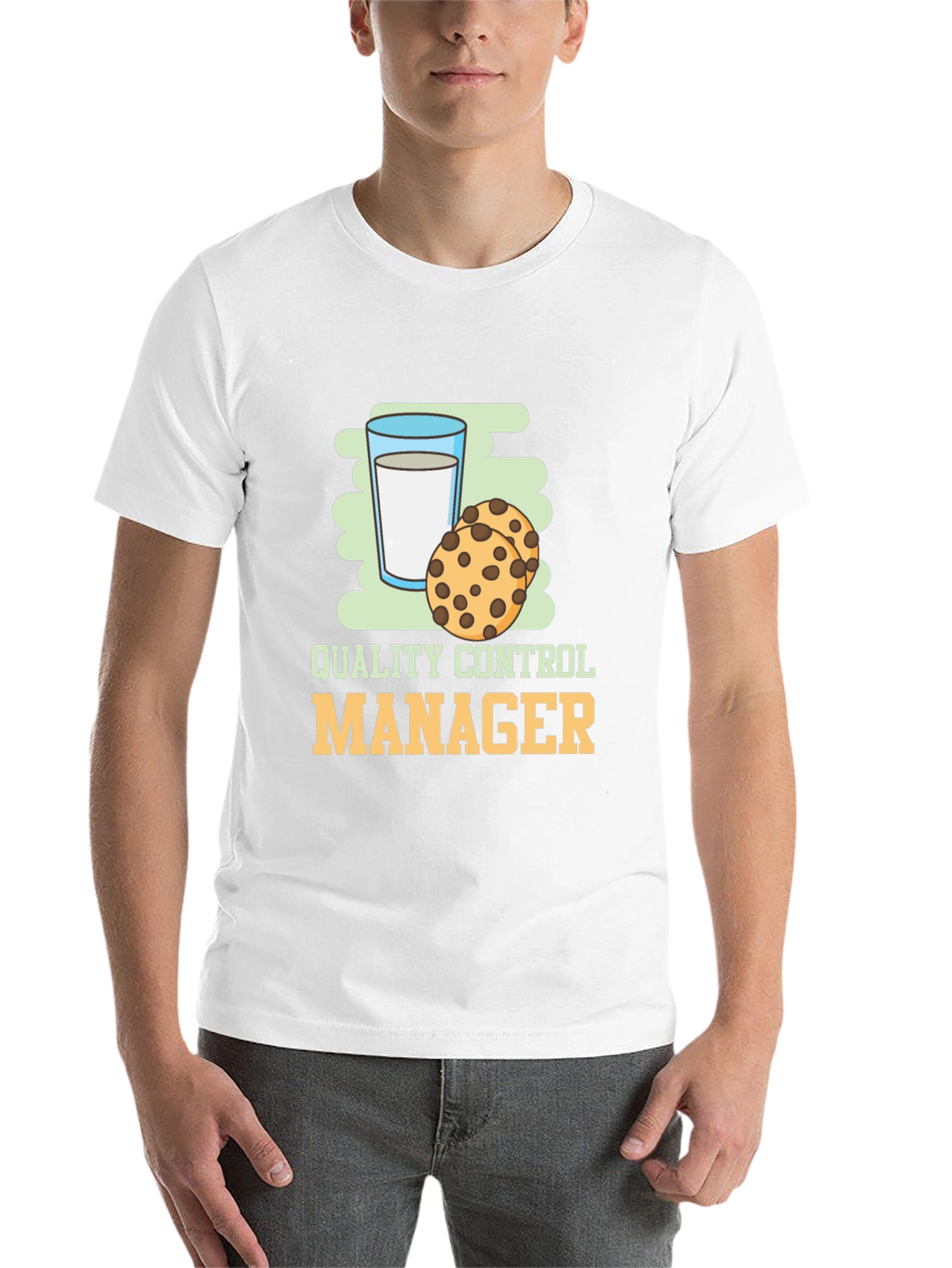 Black Quality Control Manager Cookie & Milk Graphic T-Shirt view 14