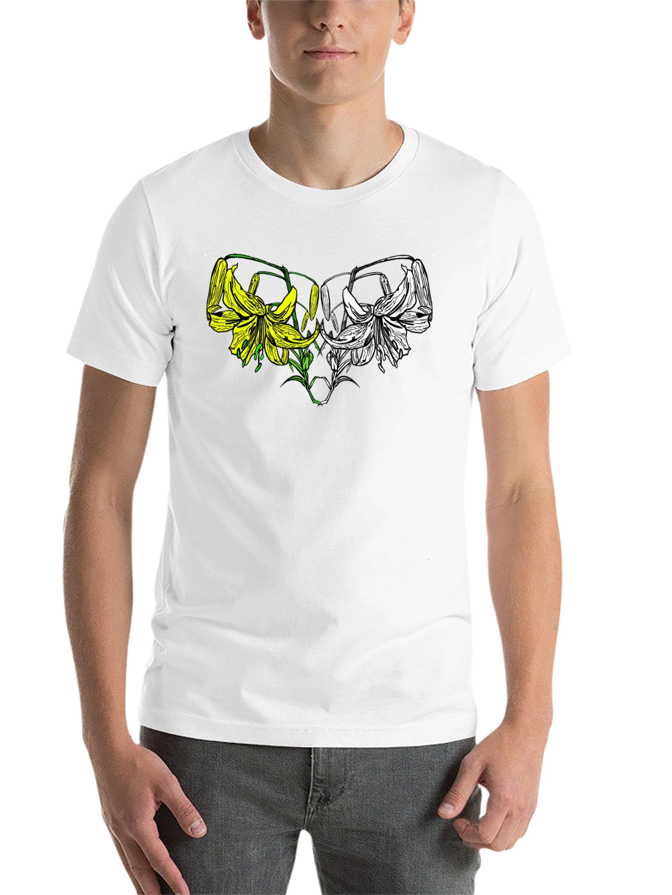 Black Floral Graphic Tee - Black Cotton Blend view 14