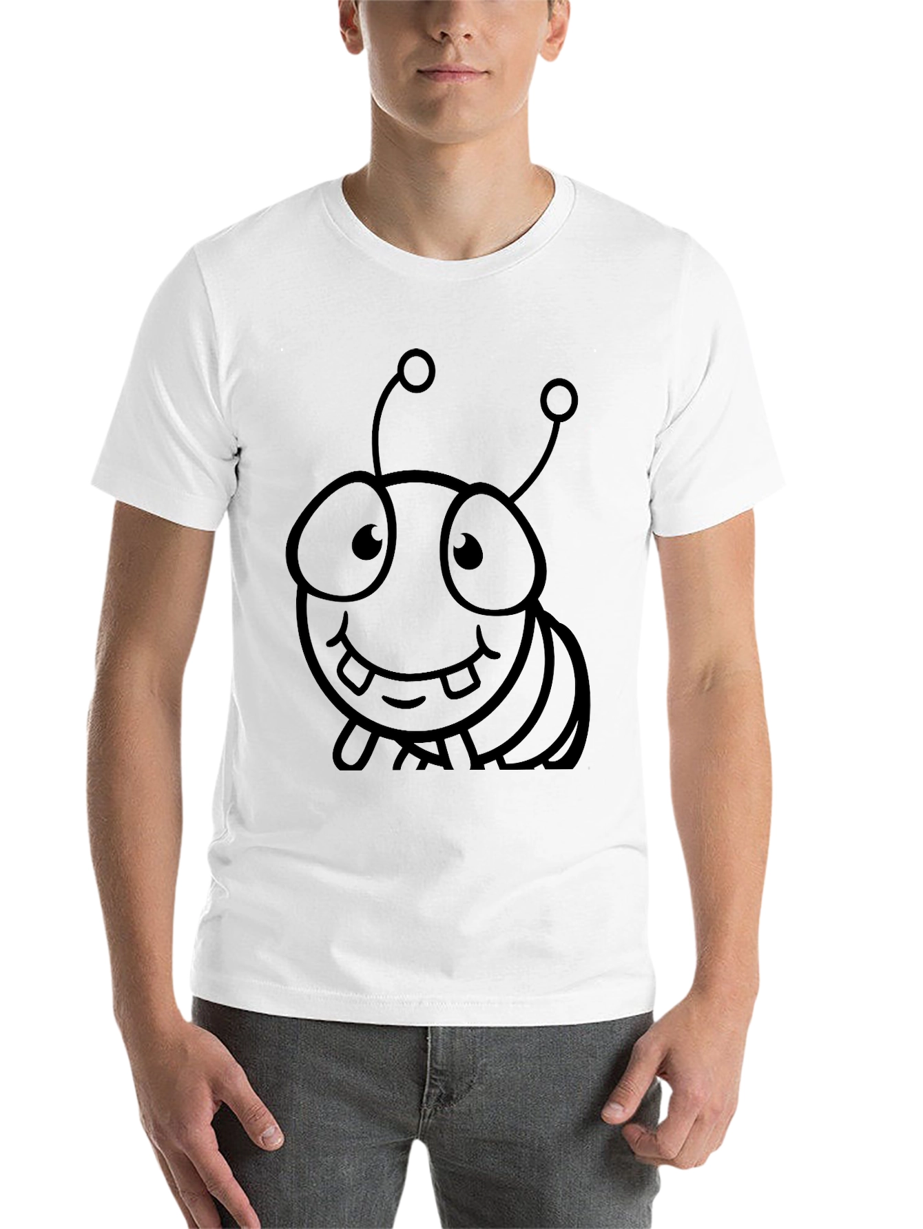 Black Cute Cartoon Bug Graphic T-Shirt view 14