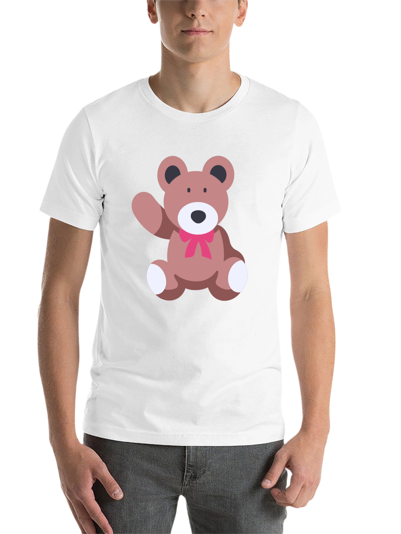Black Cute Teddy Bear Graphic Black T-Shirt view 14