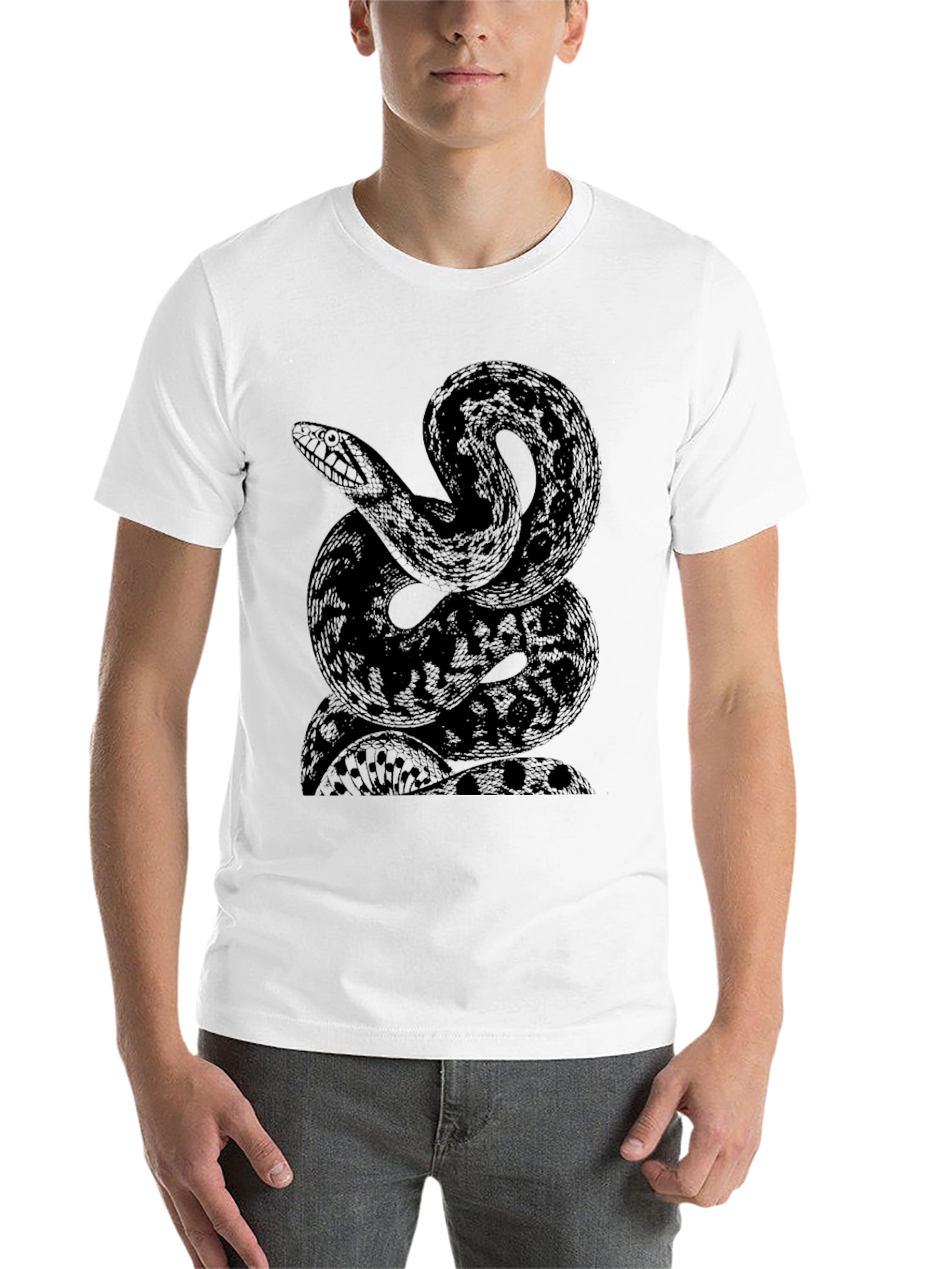 Black Snake Graphic Print Black T-Shirt view 14