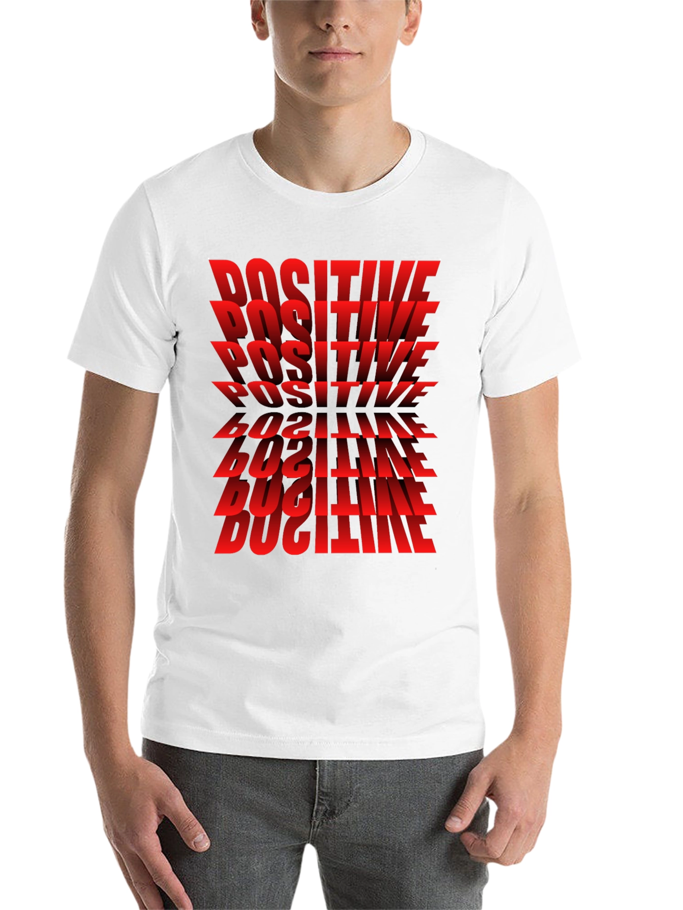 Black Positive Graphic T-Shirt - Bold Red Text Design view 14