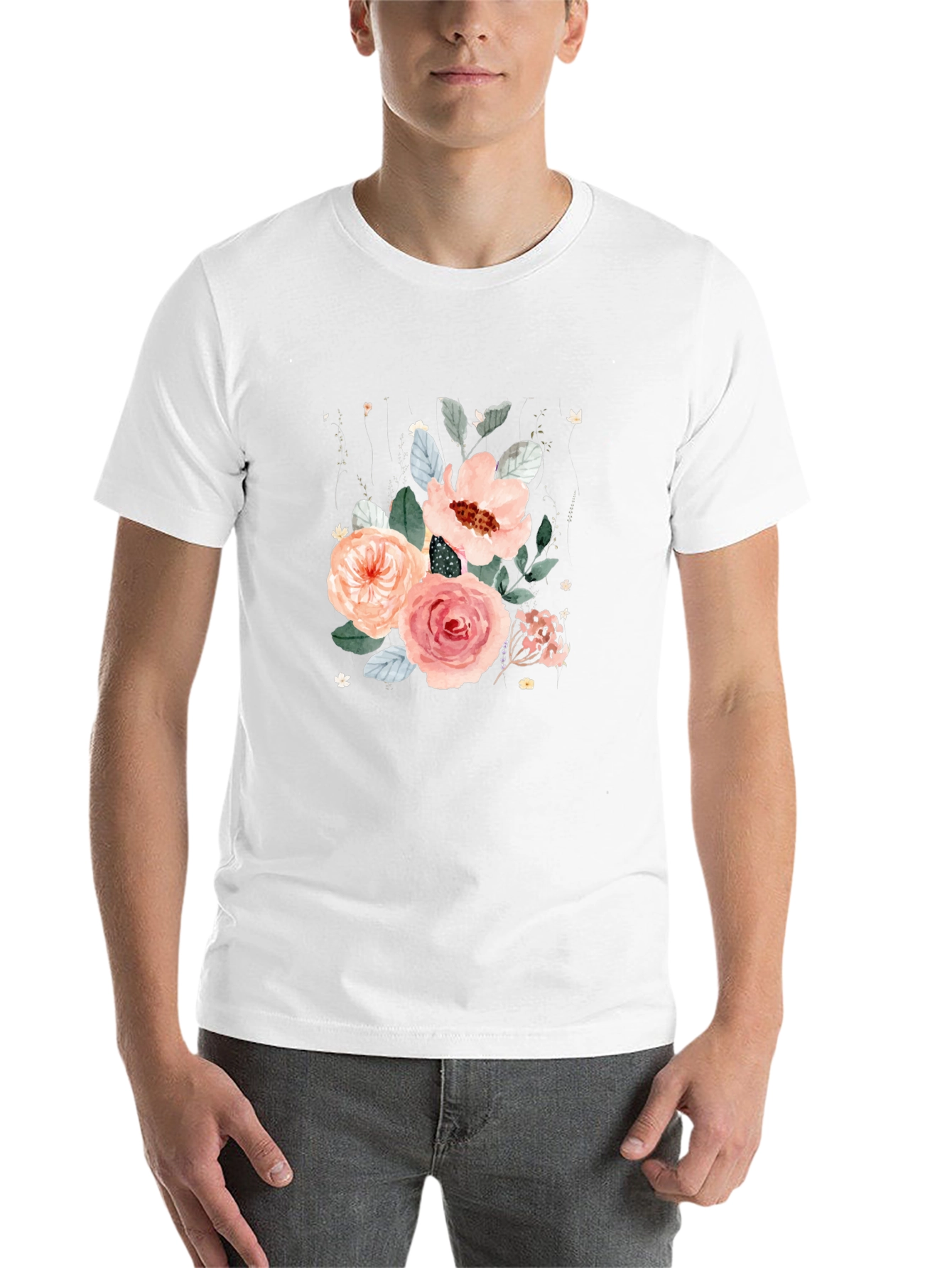 Black Floral Bouquet Black T-Shirt view 14