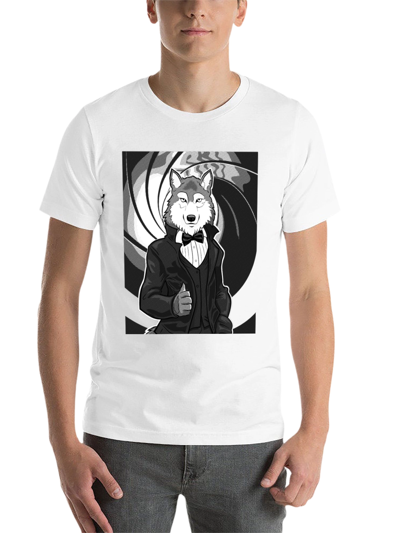 Black Wolf Tuxedo T-Shirt - Suave and Sophisticated Style view 14