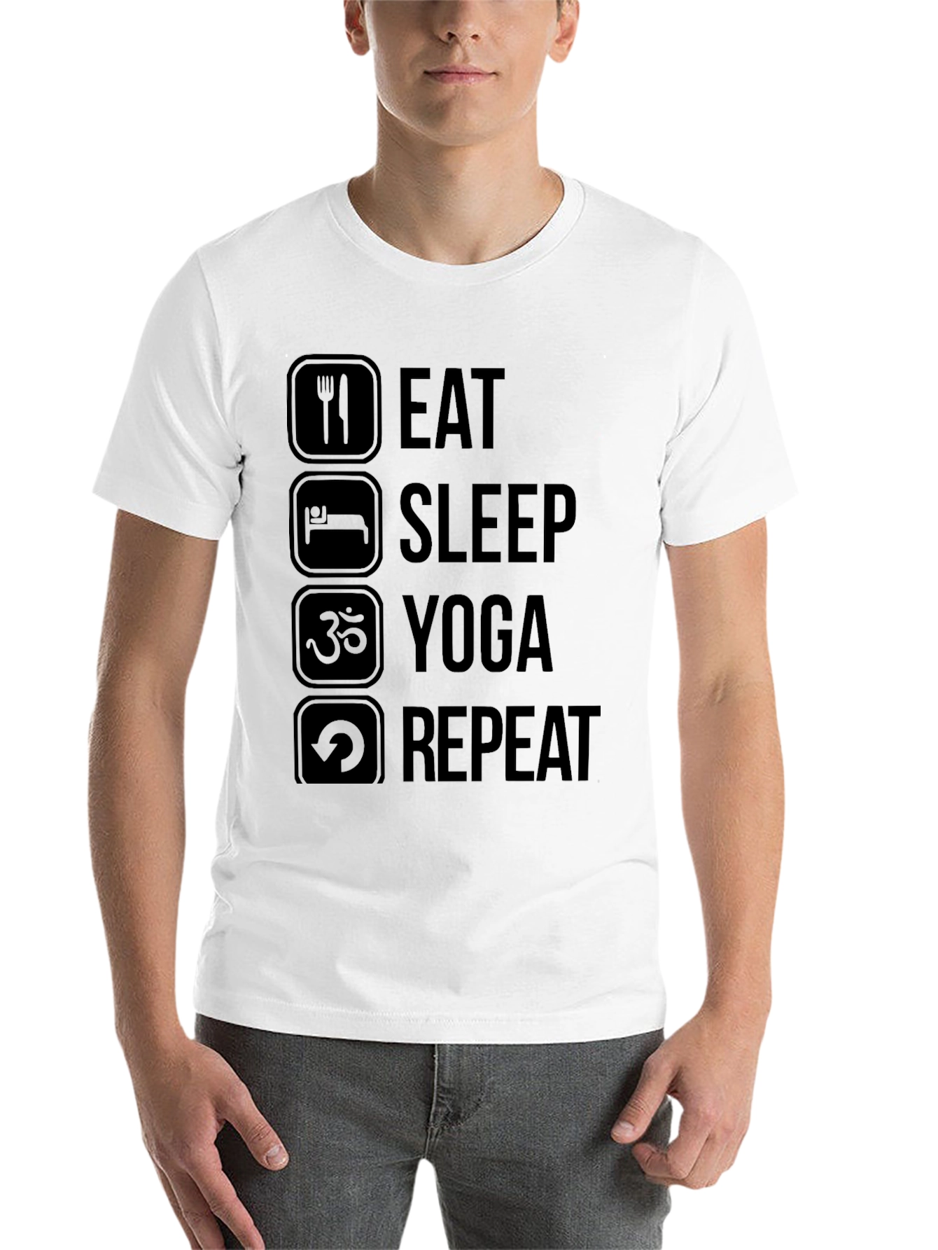 Black Eat Sleep Yoga Repeat Black T-Shirt view 14