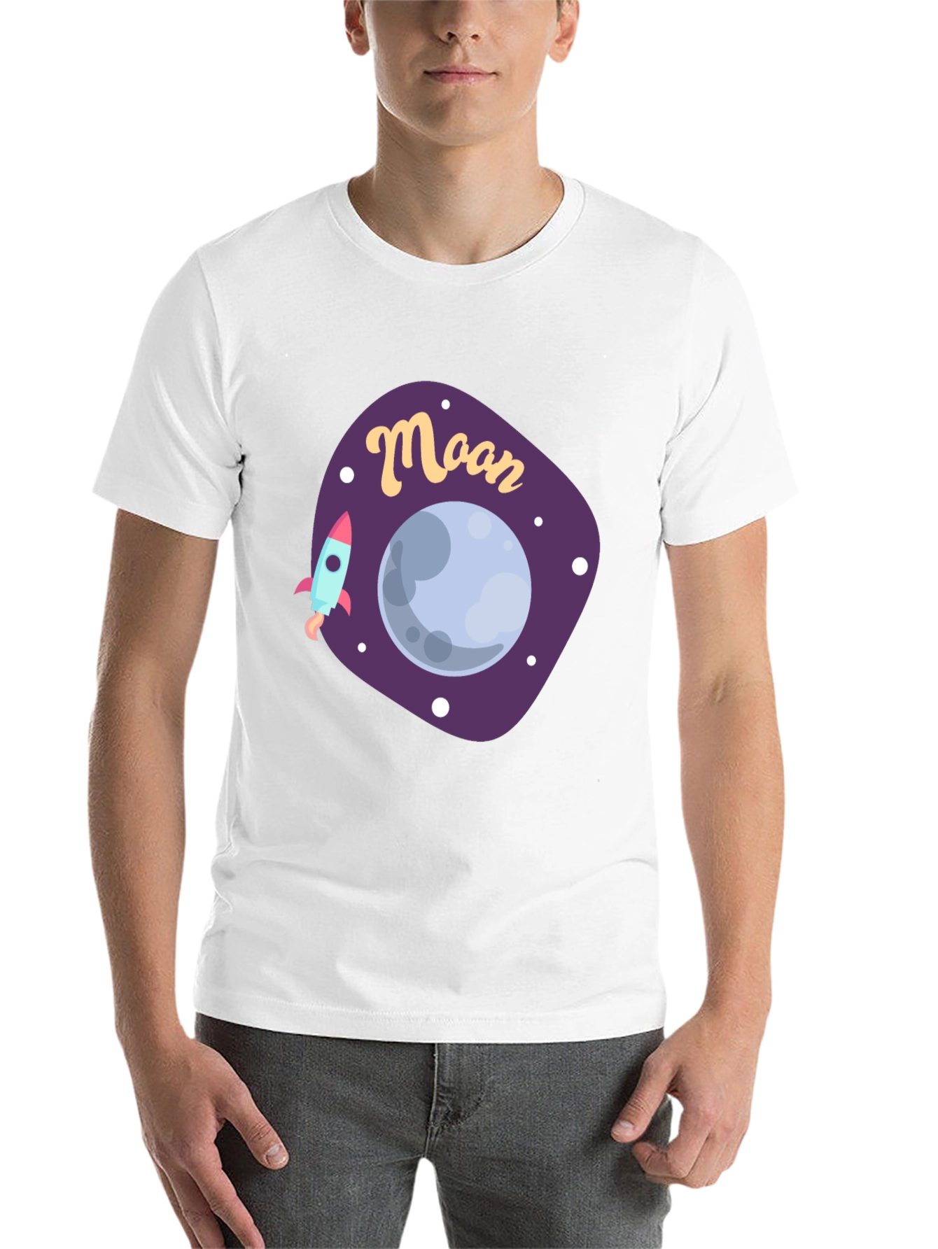 Black Moon Graphic T-Shirt - Space Rocket Design view 14