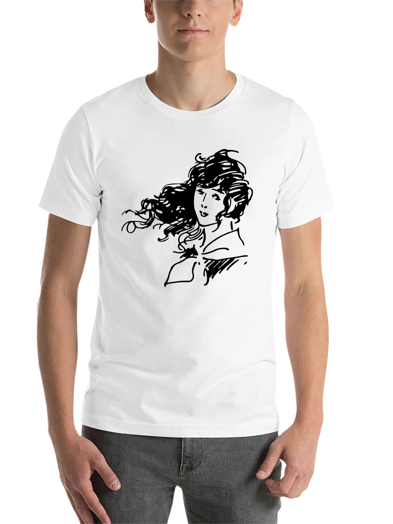 Black Elegant Woman Graphic T-Shirt - Black view 14
