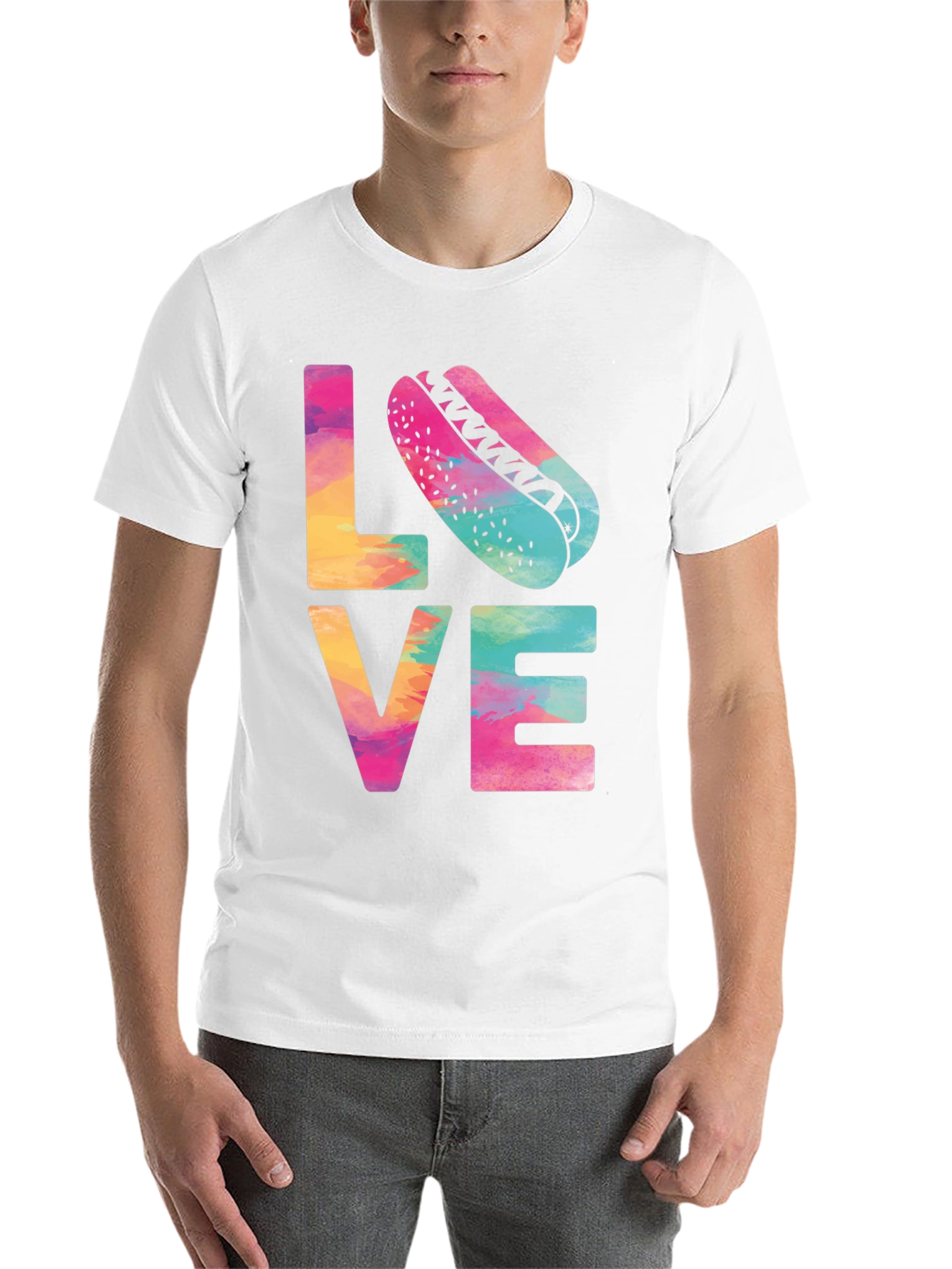 Black Colorful Love Hotdog T-Shirt - Fun & Casual Tee view 14