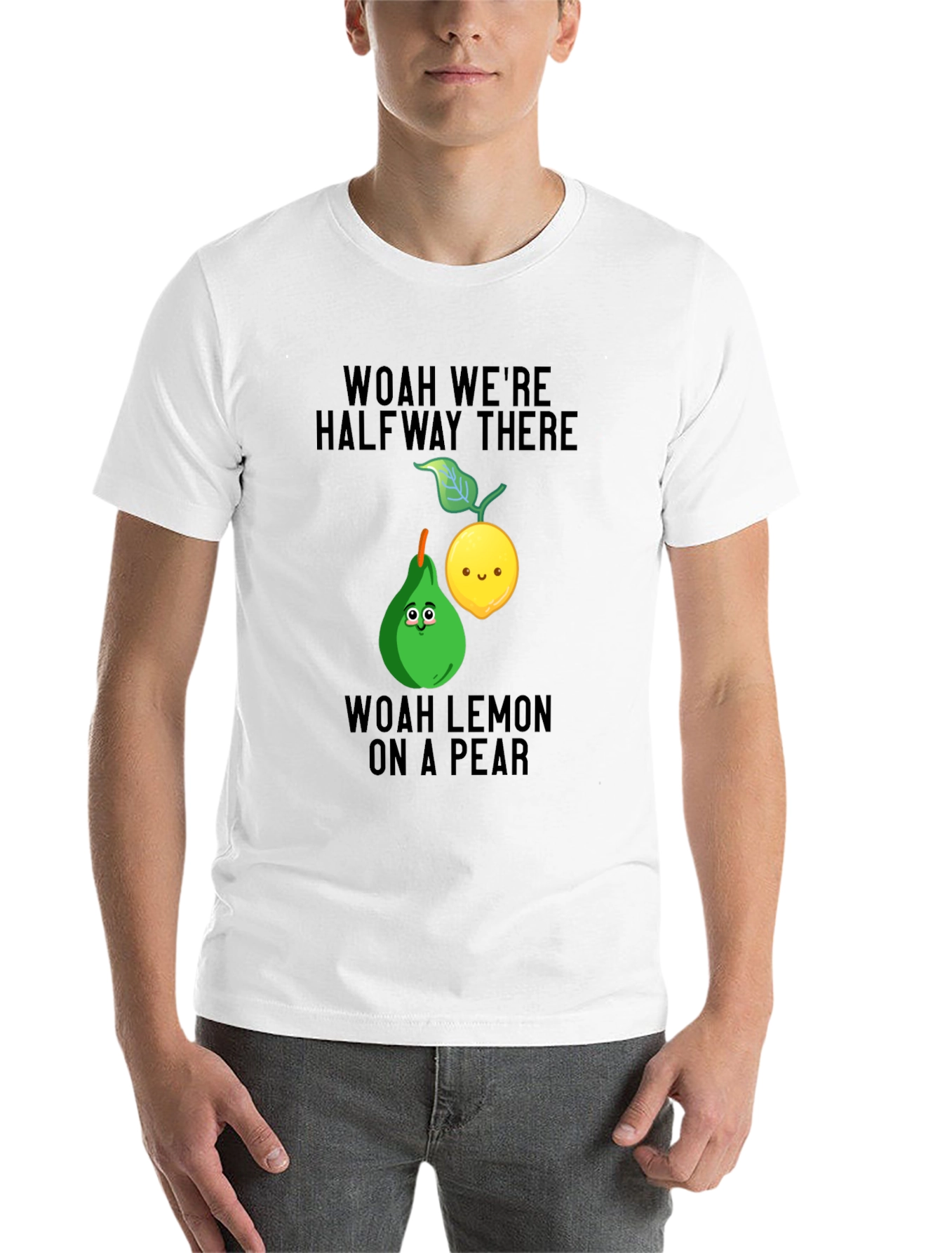 Black Woah Lemon on a Pear Graphic T-Shirt view 14