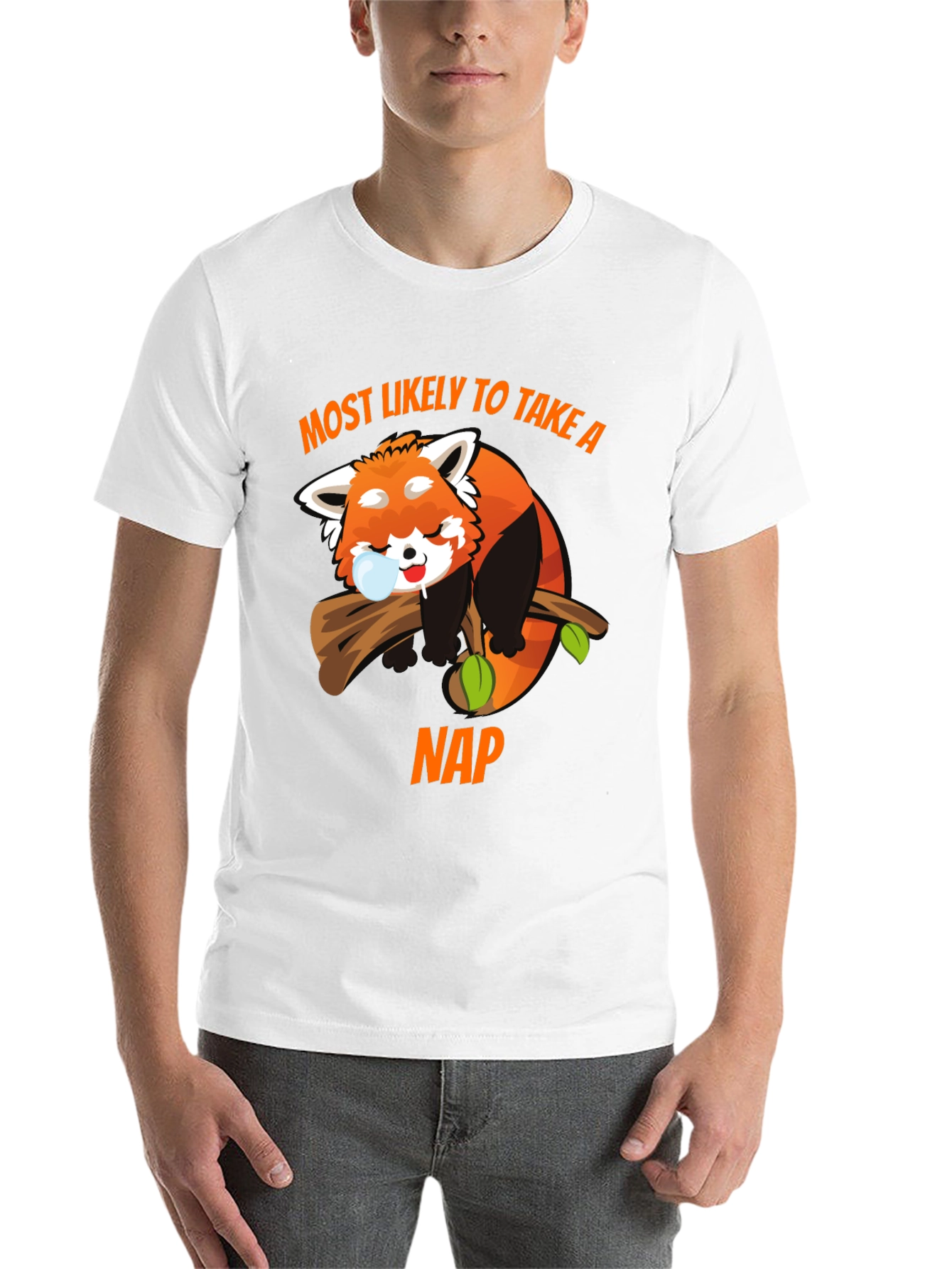 Black Funny Red Panda Nap T-Shirt view 14