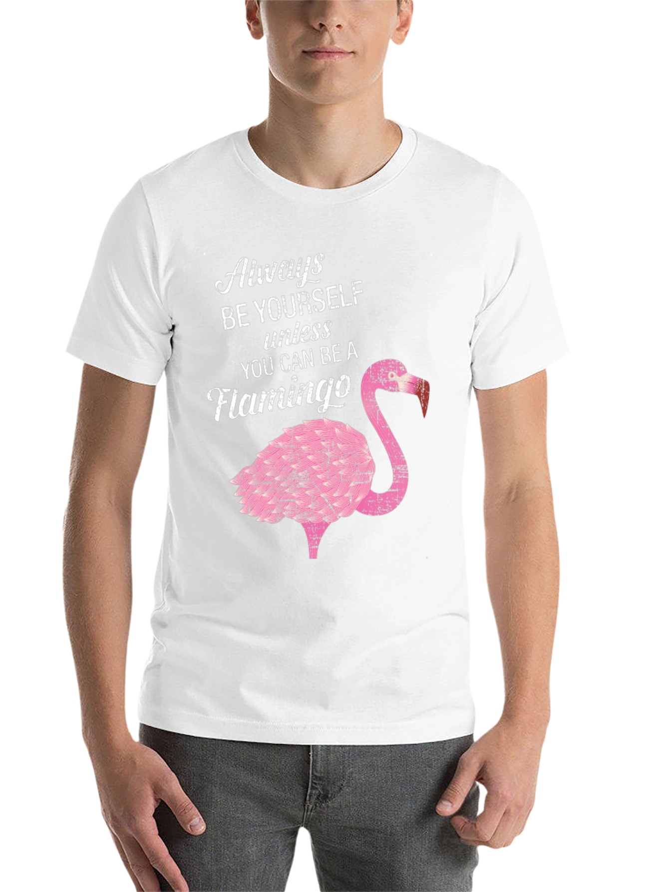 Black Be a Flamingo T-Shirt - Novelty Graphic Tee view 14