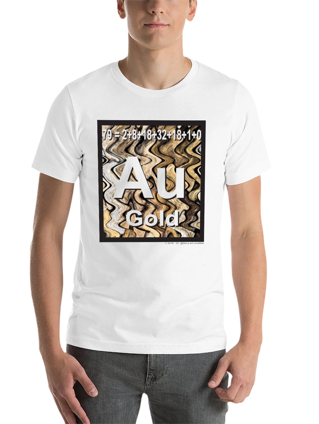 Black Gold Element Periodic Table Graphic Tee - Black view 14