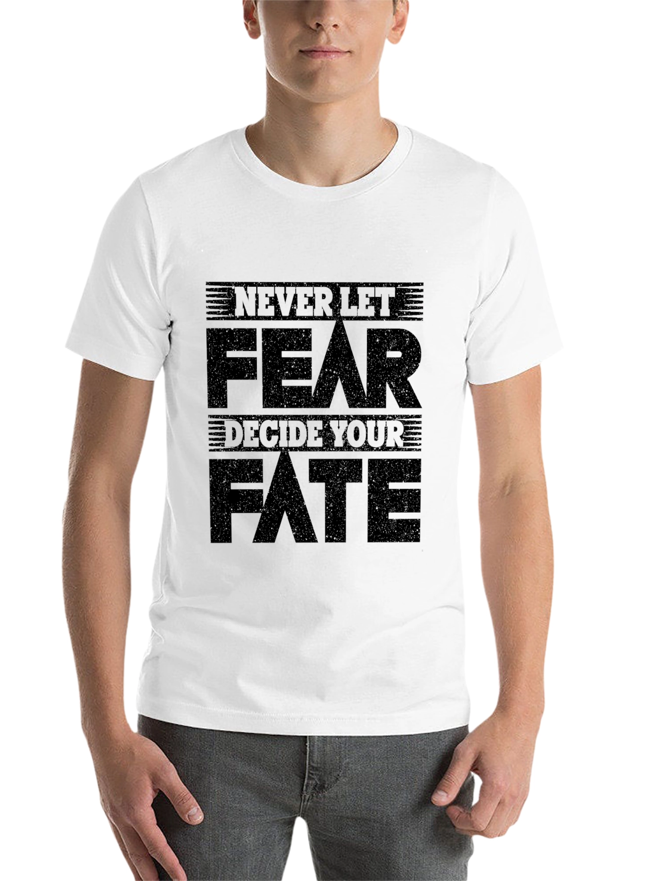Black Never Let Fear Decide Your Fate Graphic Tee view 14