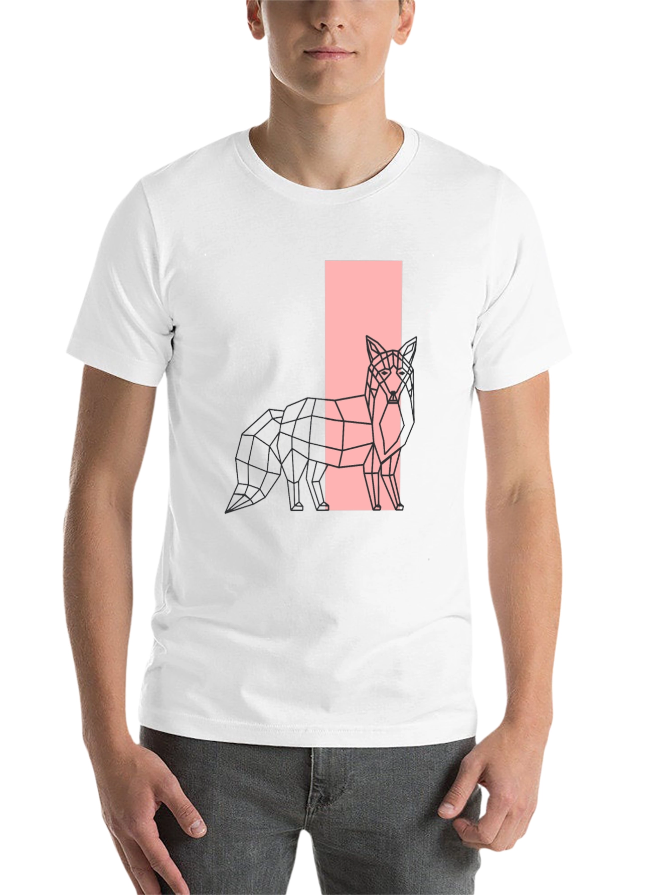 Black Geometric Fox Graphic Black T-Shirt view 14
