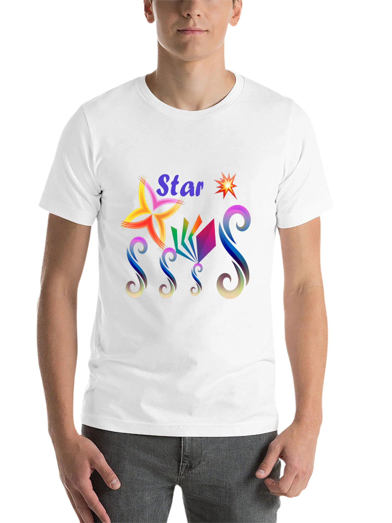 Black Star Graphic Print Black T-Shirt view 14