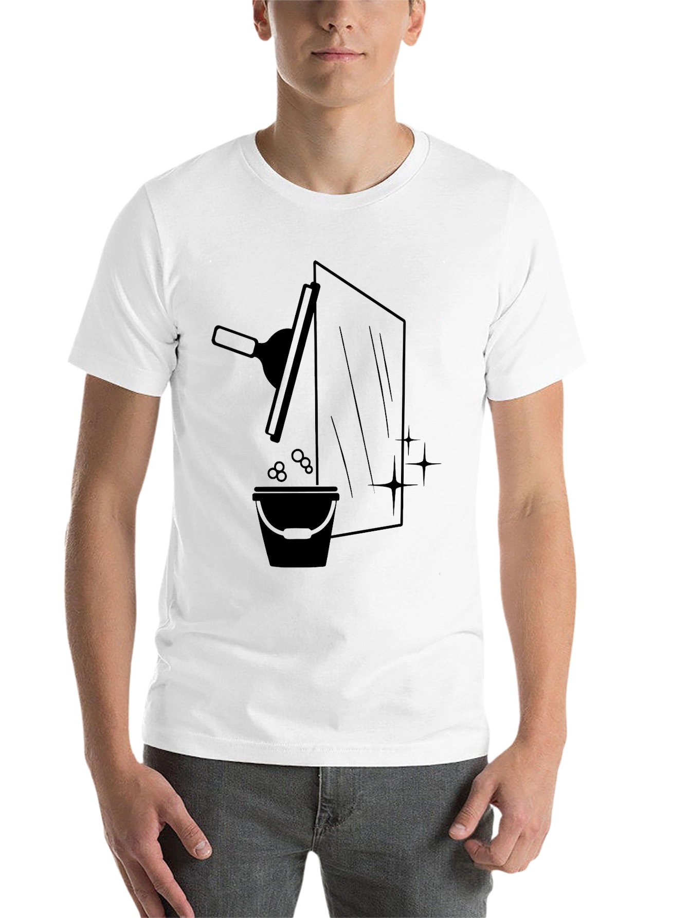 Black Window Washer Graphic Tee - Black Crew Neck T-Shirt view 14