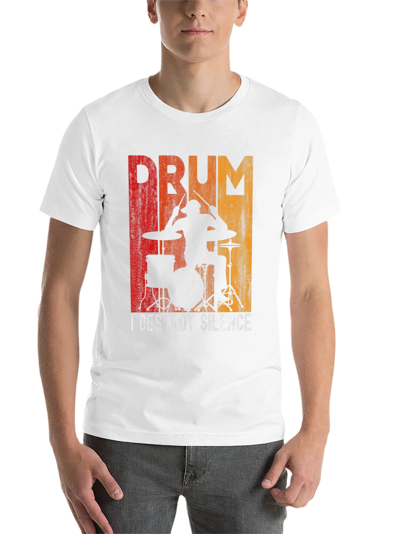Black Drummer Destroy Silence Graphic T-Shirt view 14