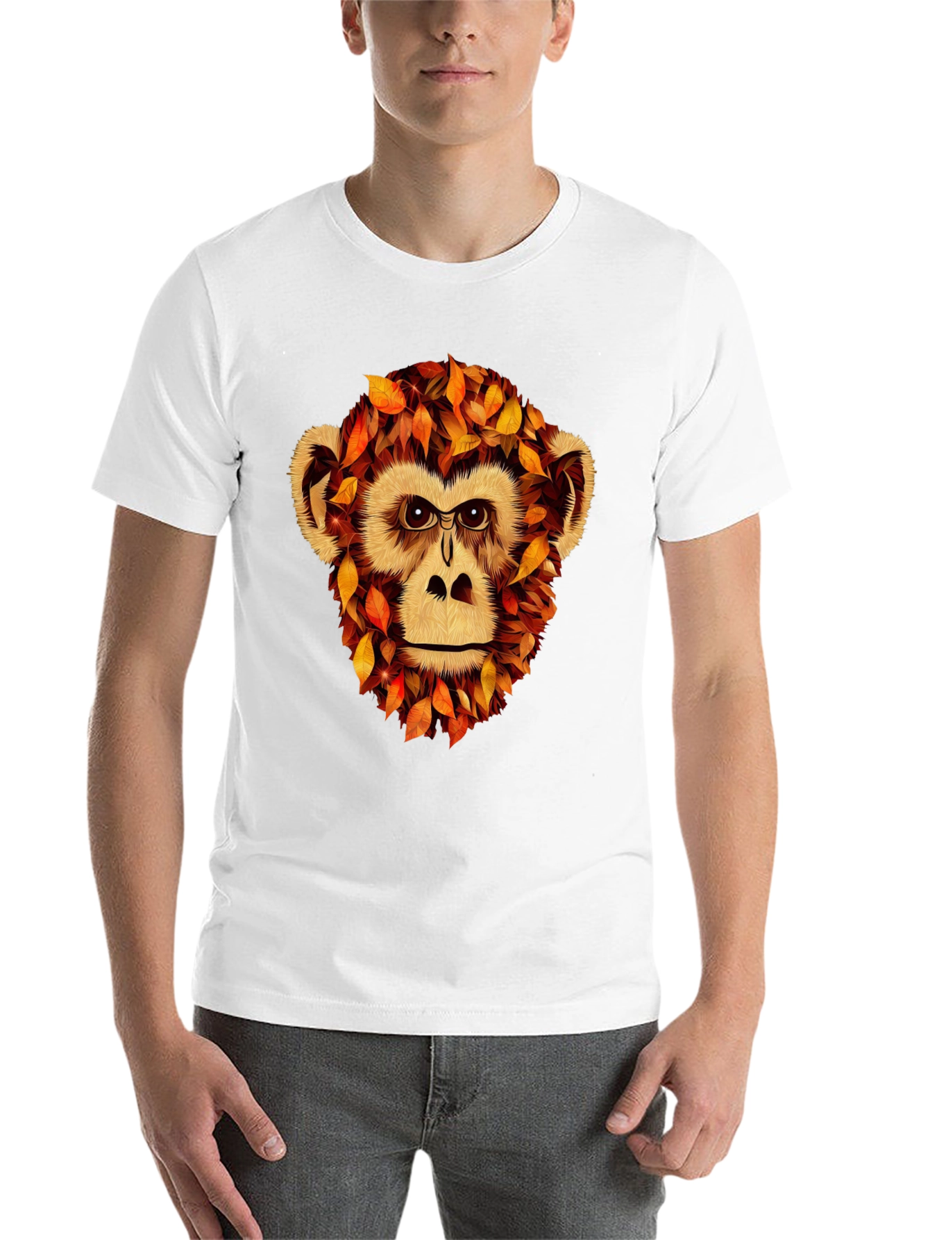 Black Autumn Monkey Graphic T-Shirt - Unique Fall Apparel view 14