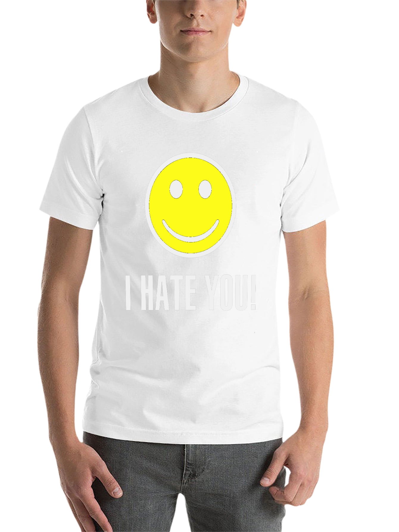 Black I HATE YOU! Smiley Face Graphic T-Shirt view 14