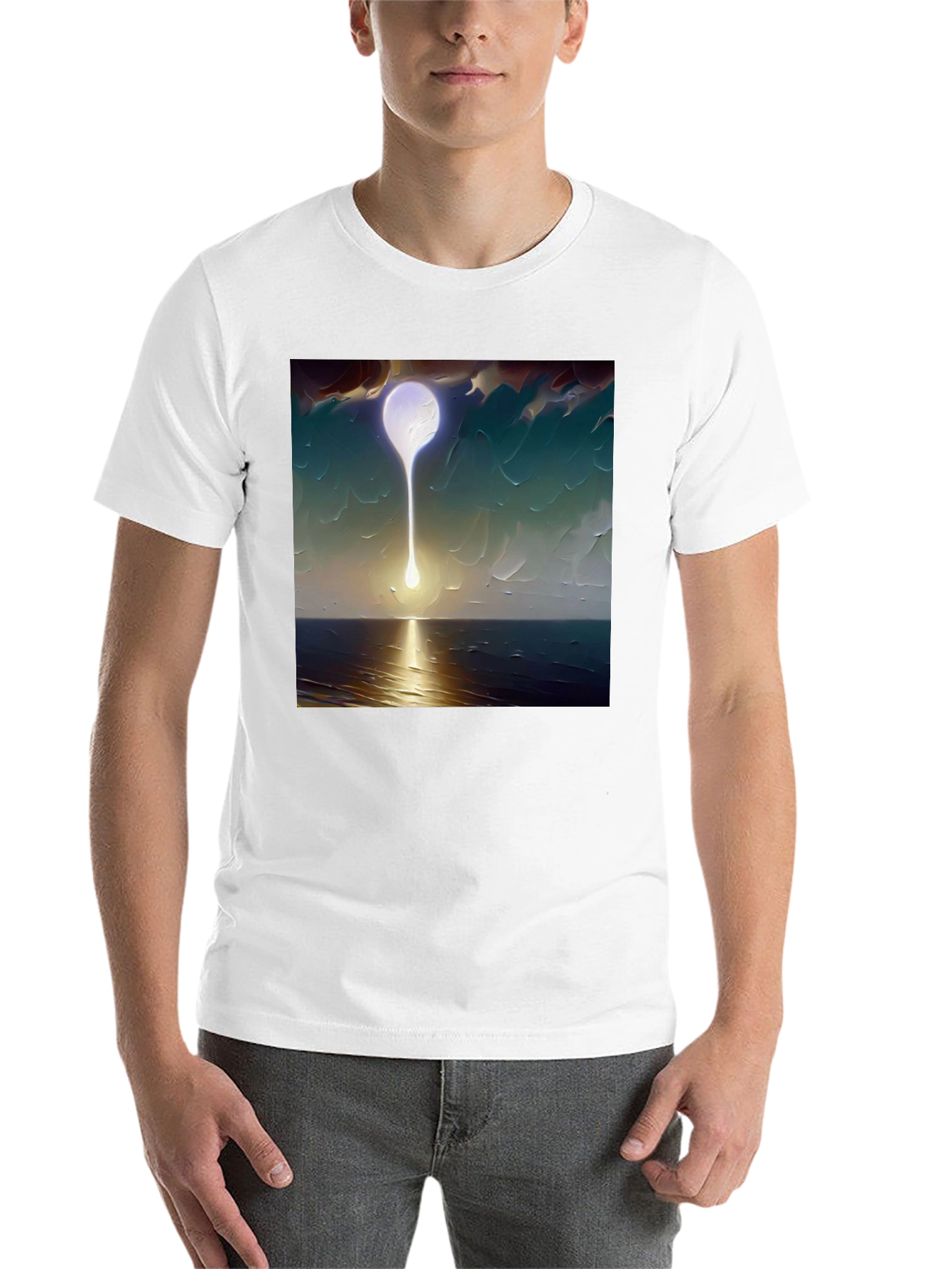 Black Abstract Moon T-Shirt - Artistic Graphic Tee view 14