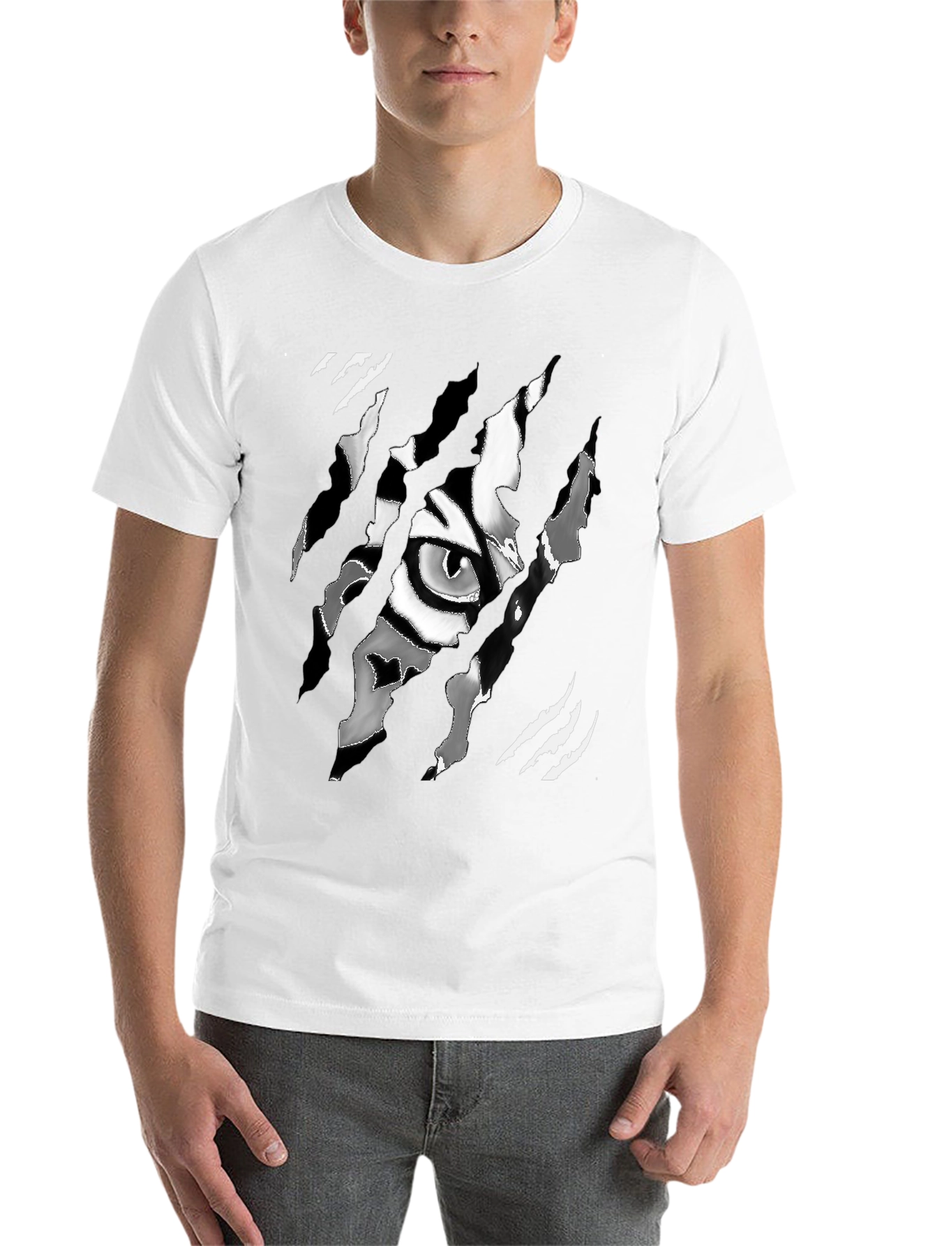 Black Tiger Eye Graphic Men's Black T-Shirt view 14