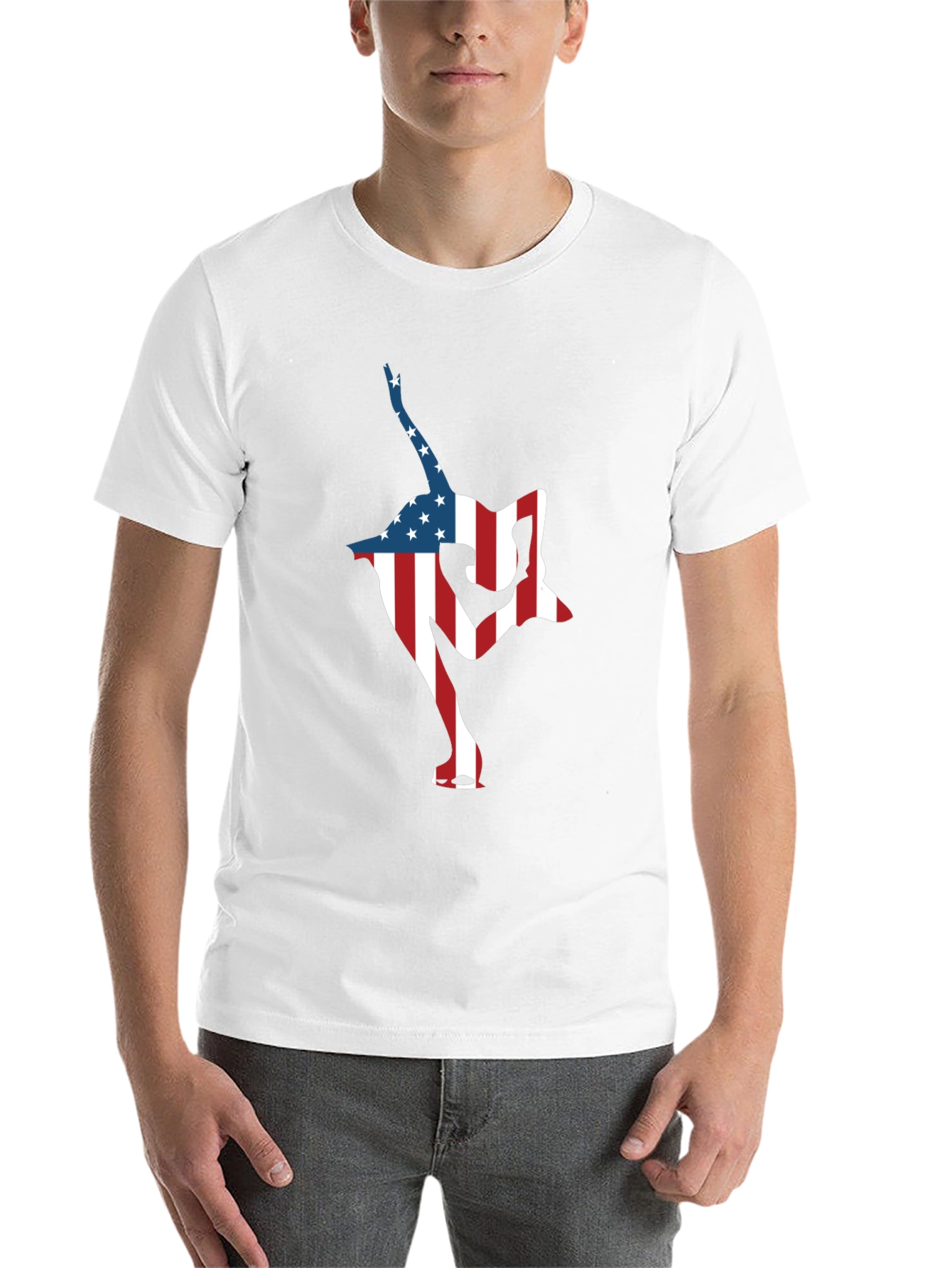 Black USA Flag Gymnast Black T-Shirt view 14