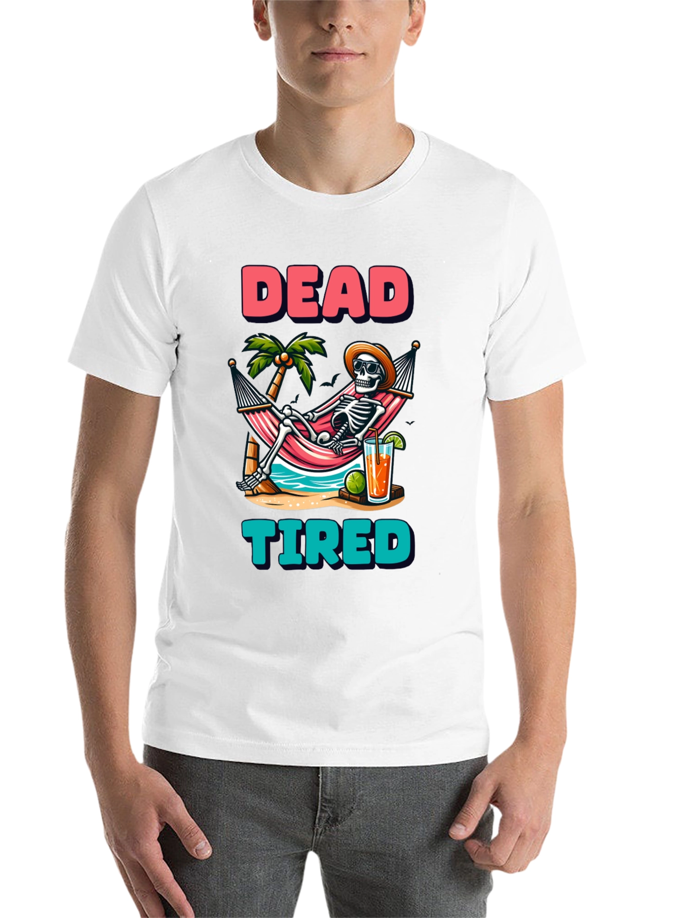 Black Dead Tired Skeleton Graphic T-Shirt view 14