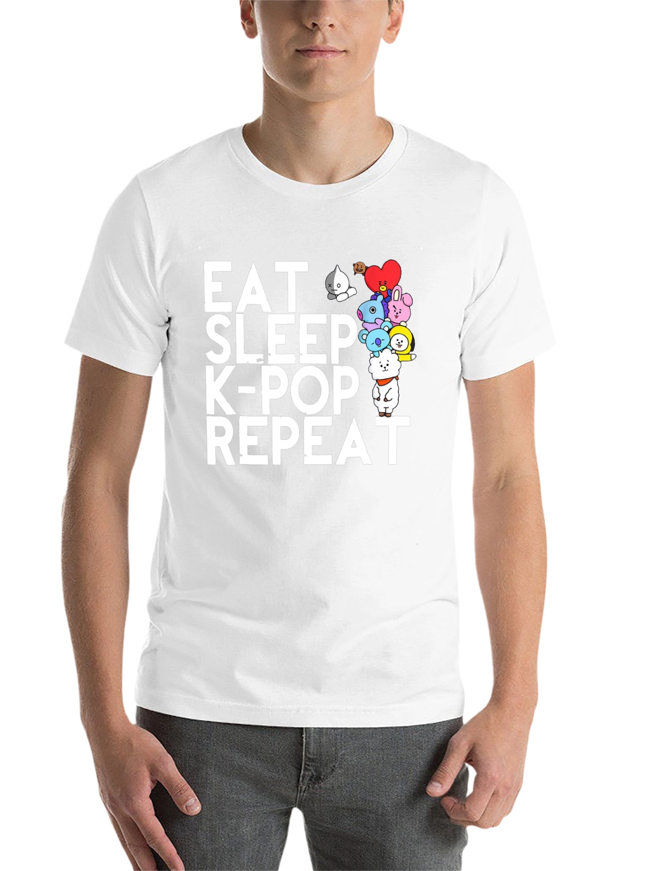 Black Eat Sleep K-Pop Repeat Black Graphic Tee view 14