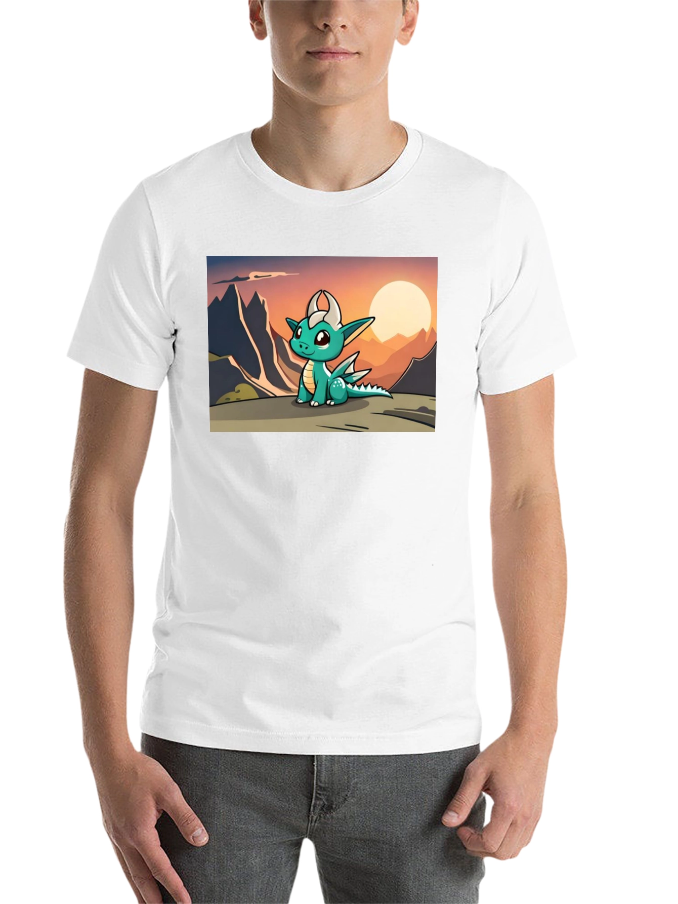 Black Cute Dragon Sunset Tee view 14