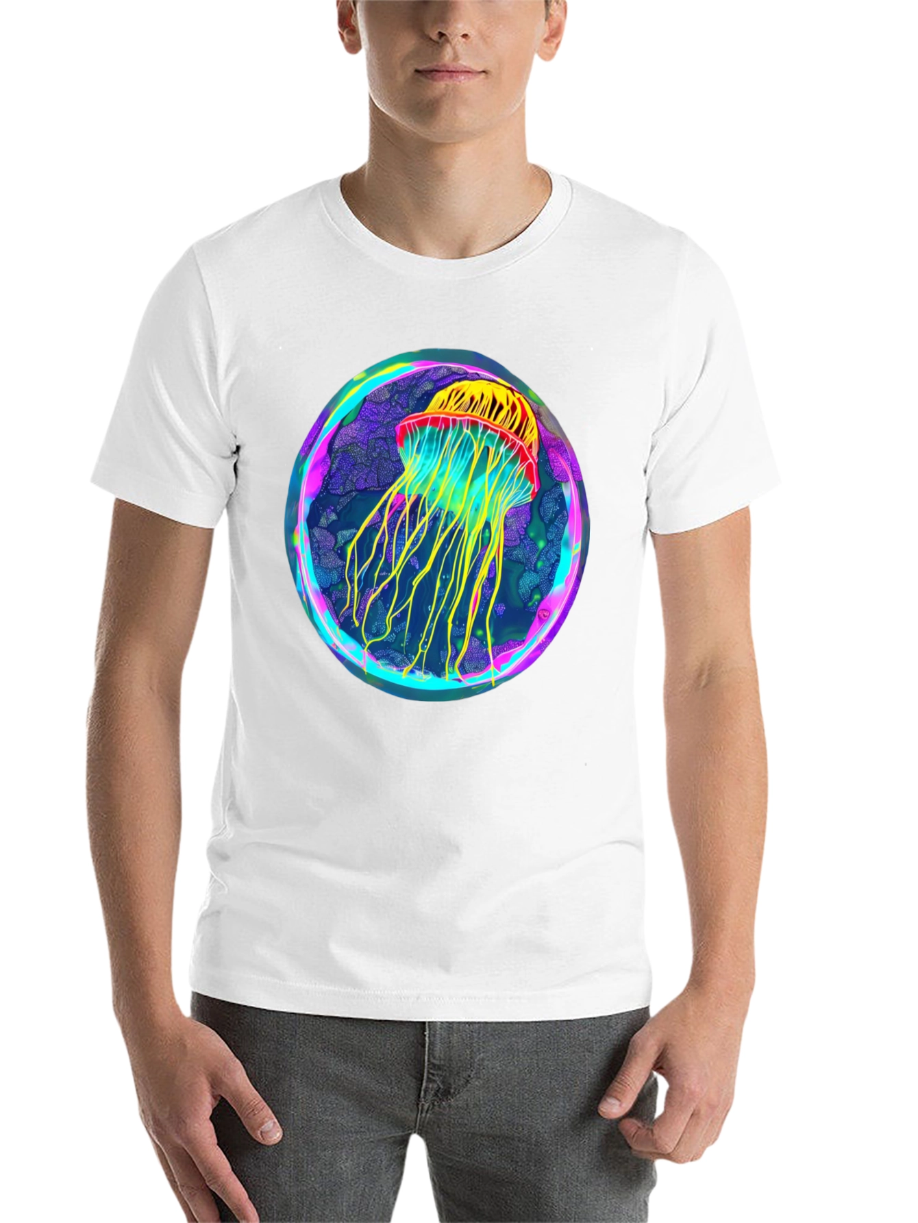 Black Neon Jellyfish Graphic Black Tee view 14