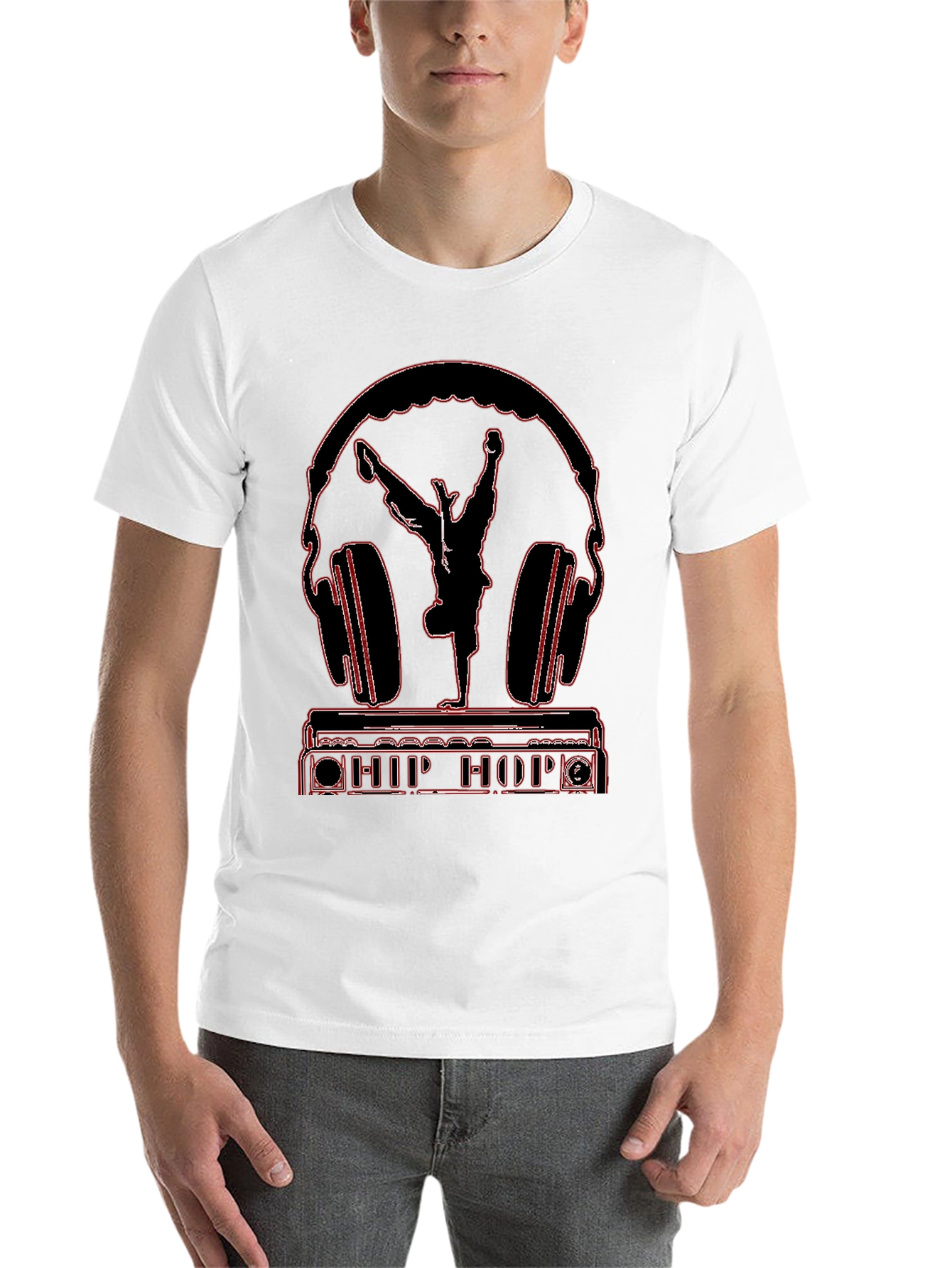 Black Hip Hop Headphones Graphic Tee view 14