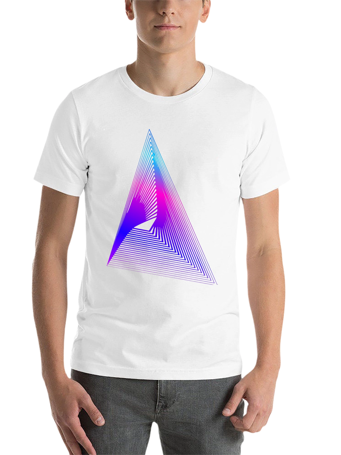 Black Geometric Gradient Triangle Tee - Modern Graphic T-Shirt view 14