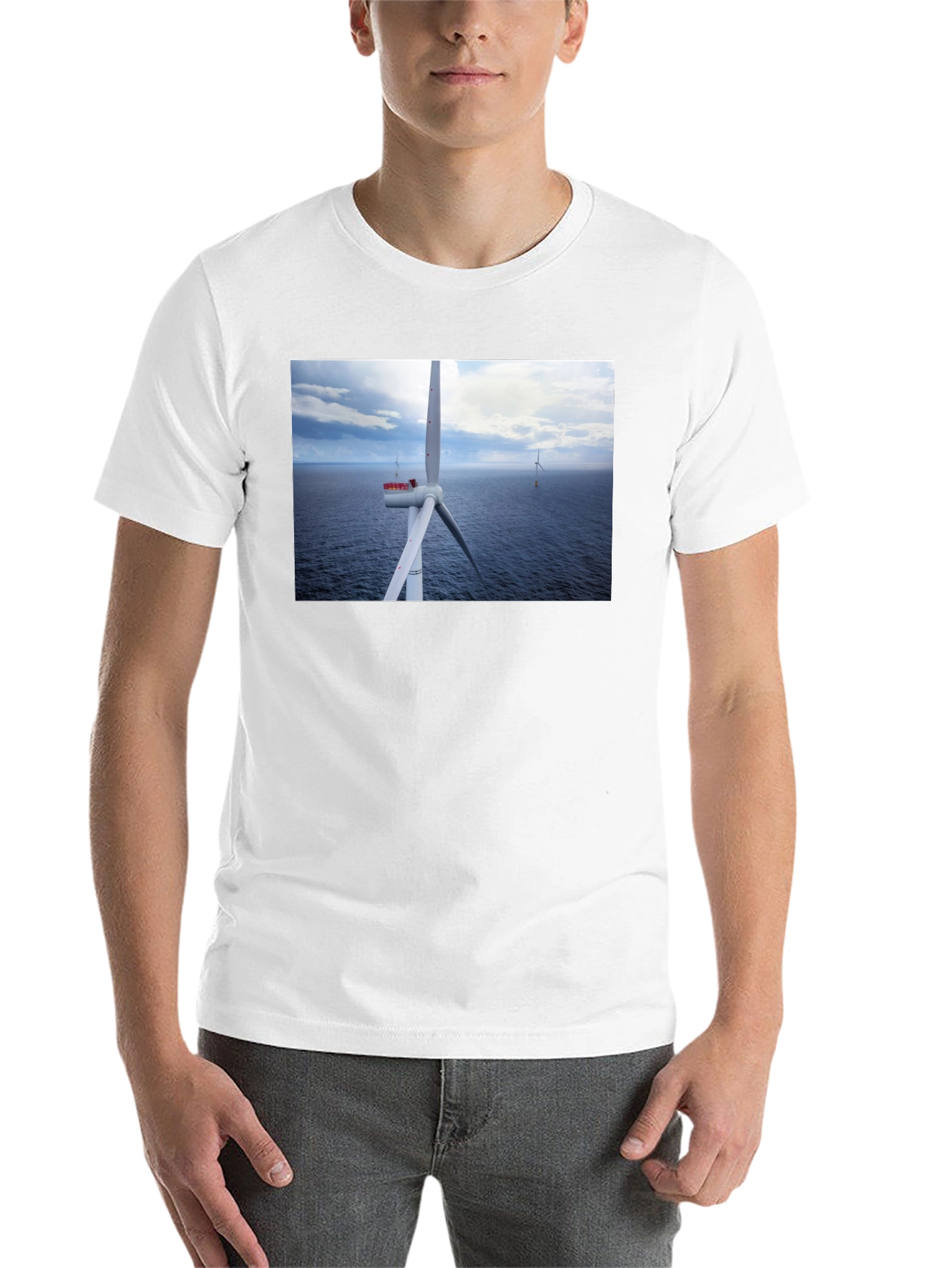 Black Wind Turbine Ocean Graphic T-Shirt view 14