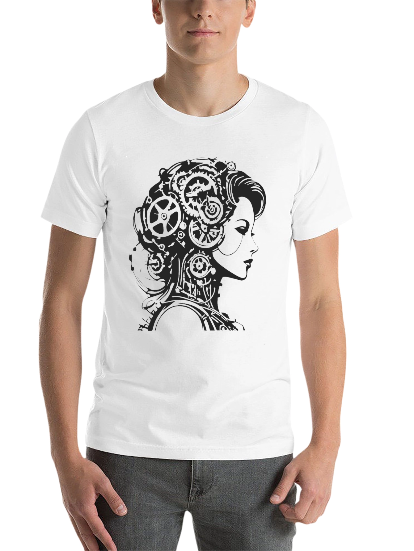 Black Steampunk Lady Graphic T-Shirt - Black view 14