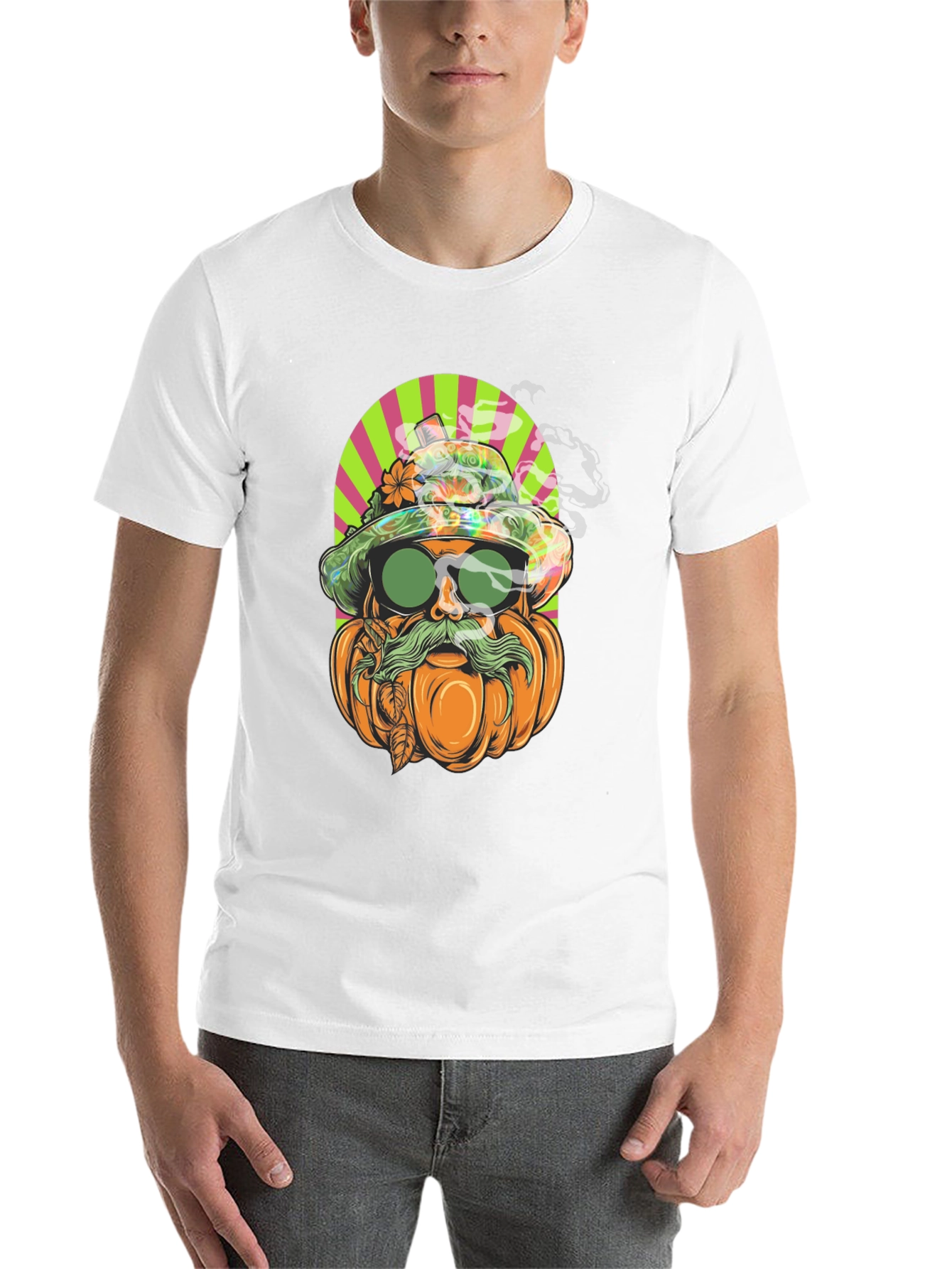Black Pumpkin Man Graphic Tee - Halloween Style view 14