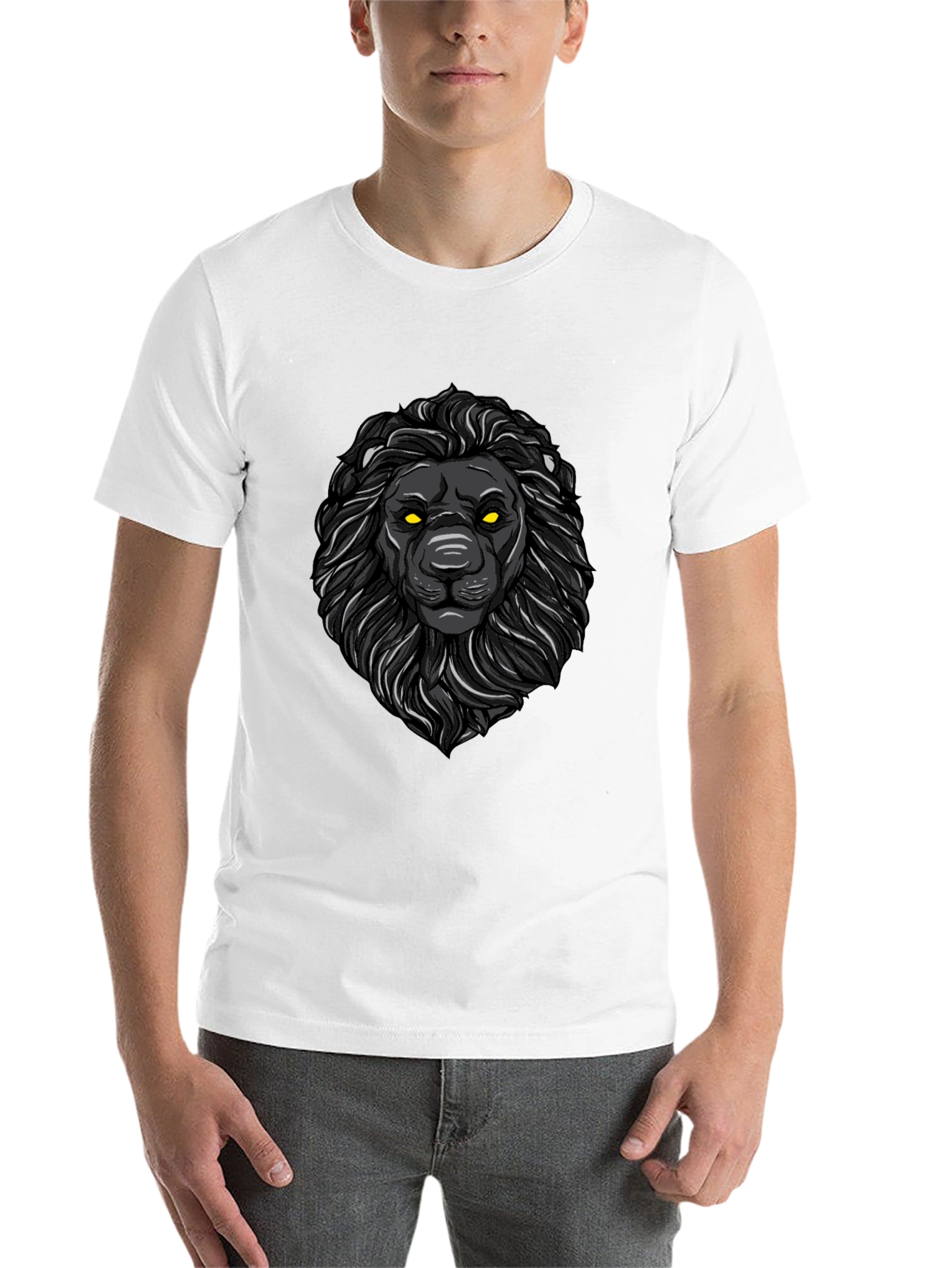 Black Black Lion Graphic Tee - Men's Stylish Crew Neck view 14