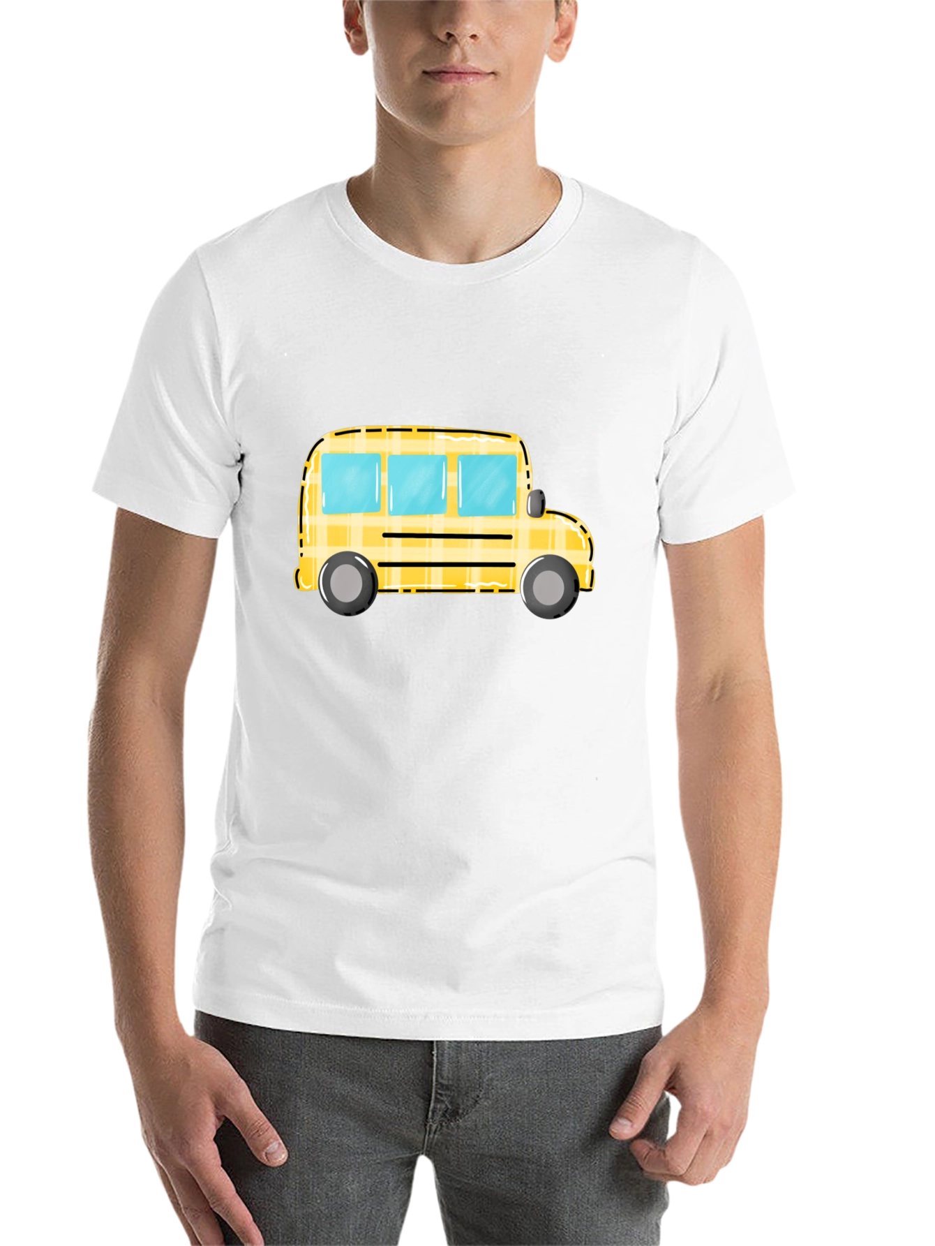 School Bus Graphic Tee - Black Unisex T-Shirt - 14