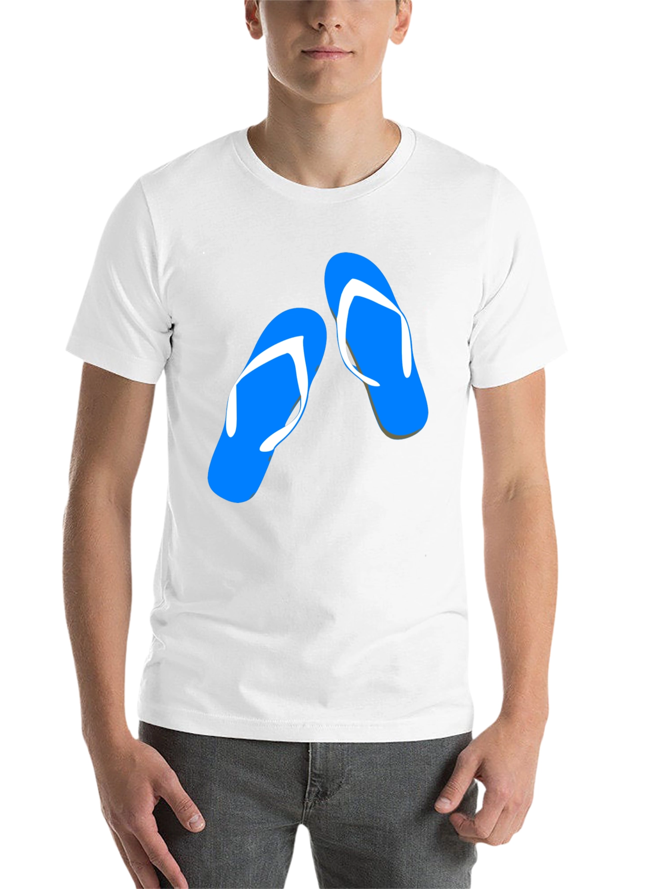 Black Summer Flip Flop Graphic Tee - Black Cotton T-Shirt view 14