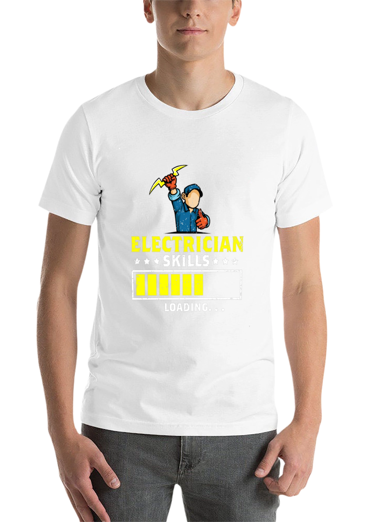Black Electrician Skills Loading Funny T-Shirt view 14