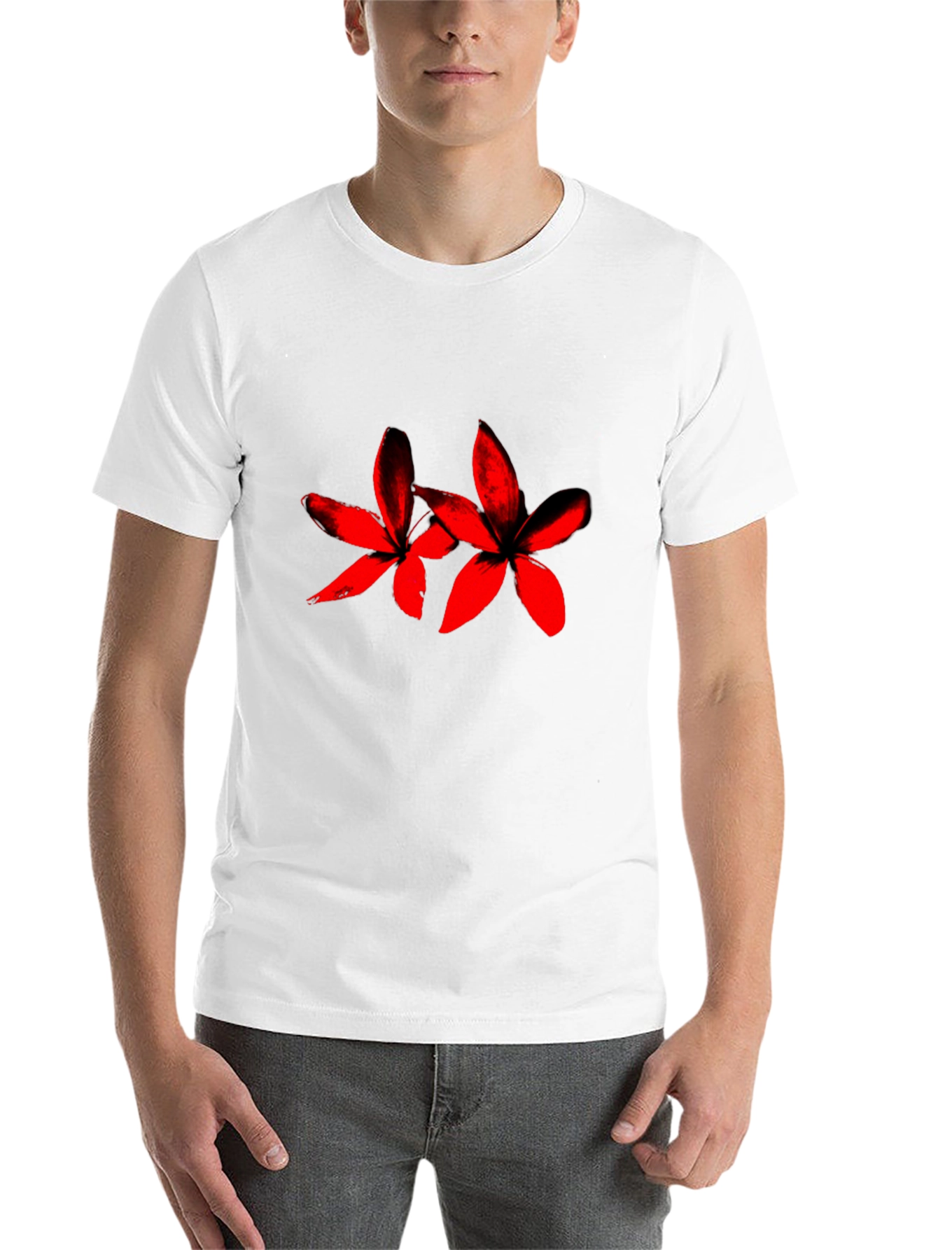 Black Black Tee with Red Floral Print view 14
