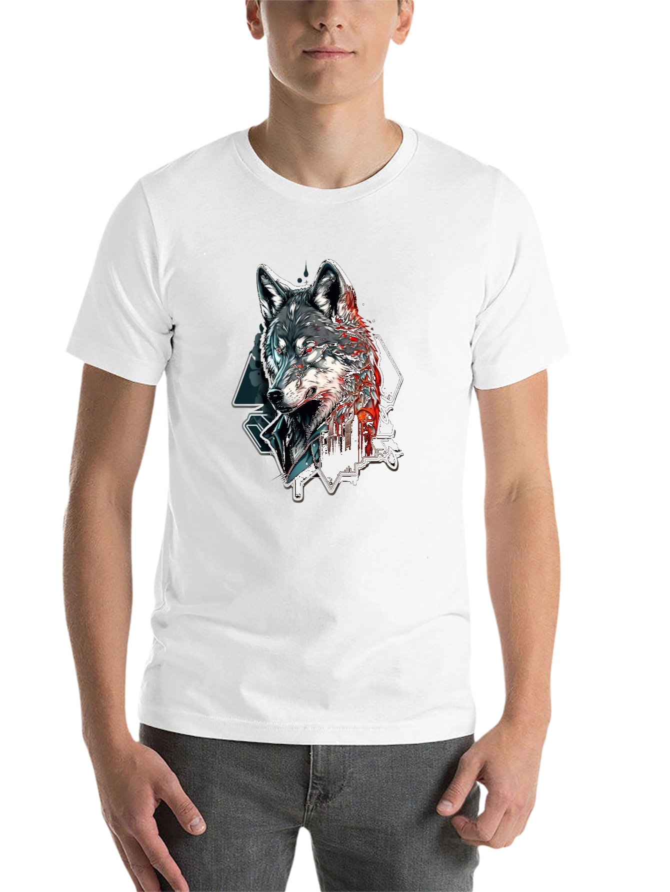 Black Wolf Graphic Print Black T-Shirt view 14