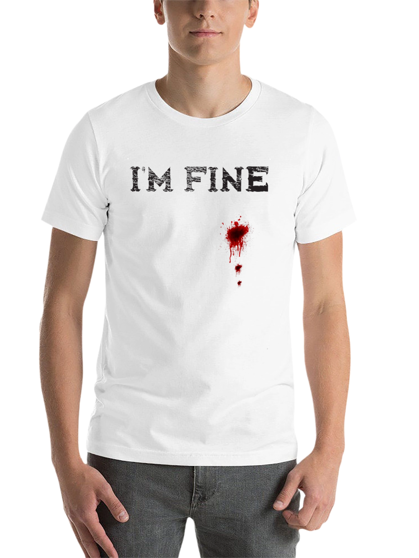 Black I'm Fine Graphic Novelty T-Shirt view 14