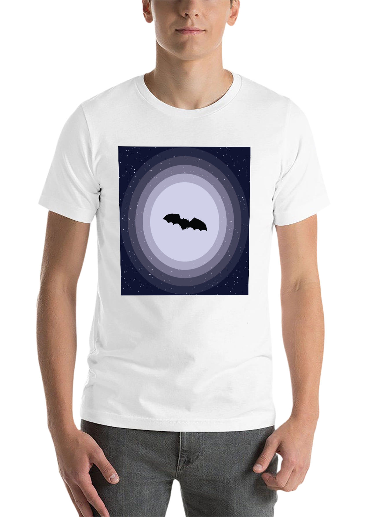 Black Bat Silhouette Night Sky Graphic Tee view 14