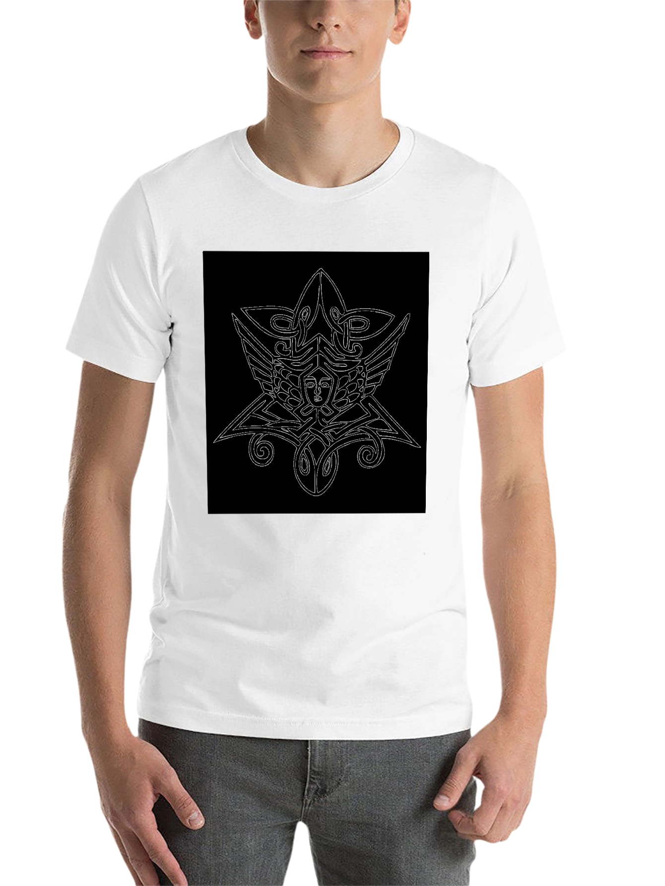 Black Unique Black T-Shirt with Abstract Graphic Print view 14