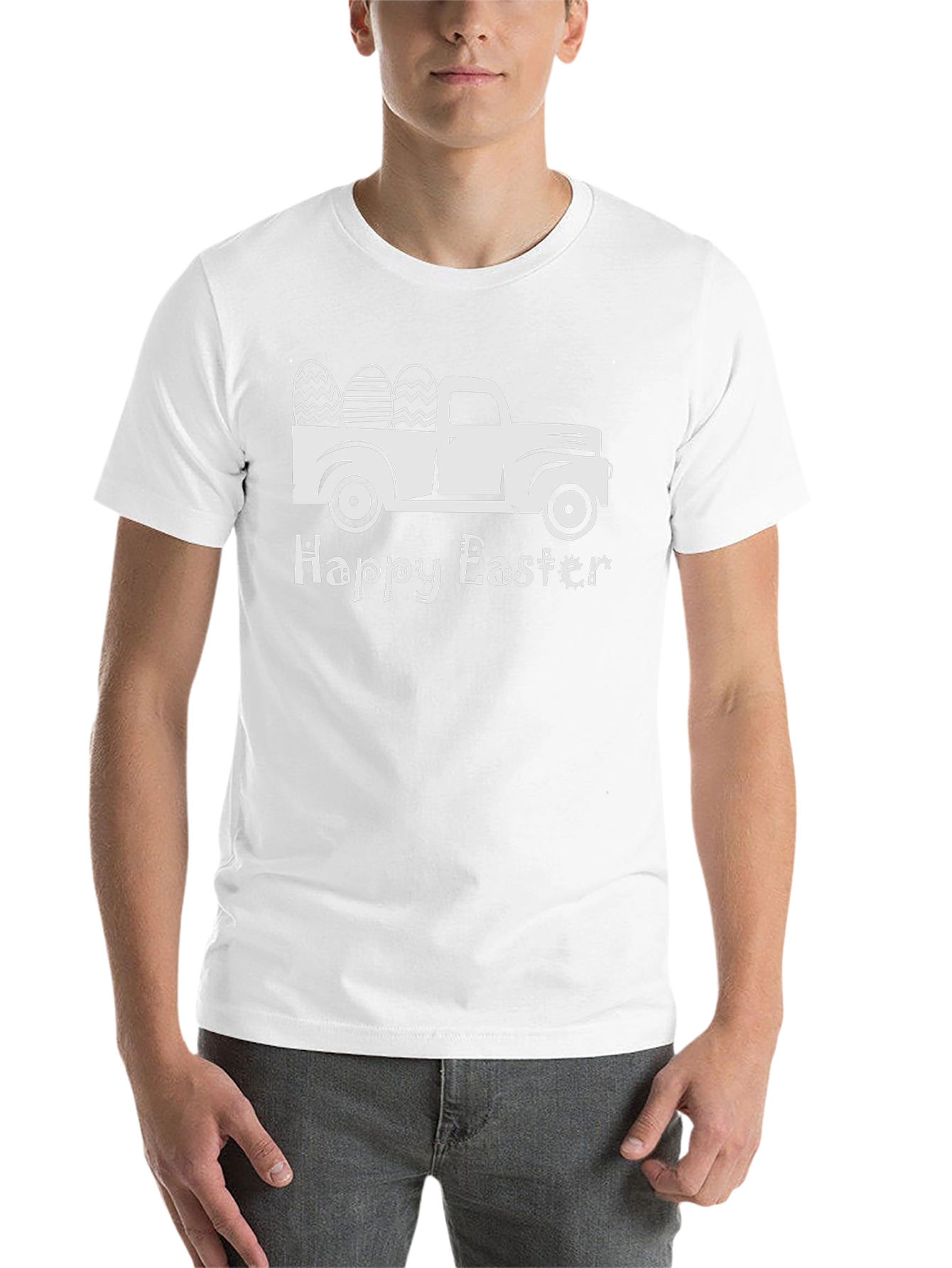 Camiseta Negra Happy Easter con Camioneta y Huevos