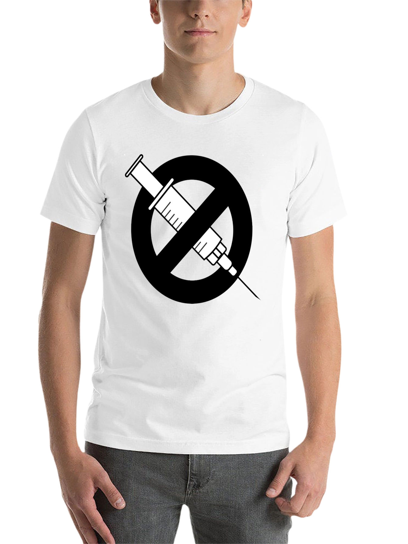 Black No Drugs Symbol T-Shirt: Black Cotton Blend Graphic Tee view 14