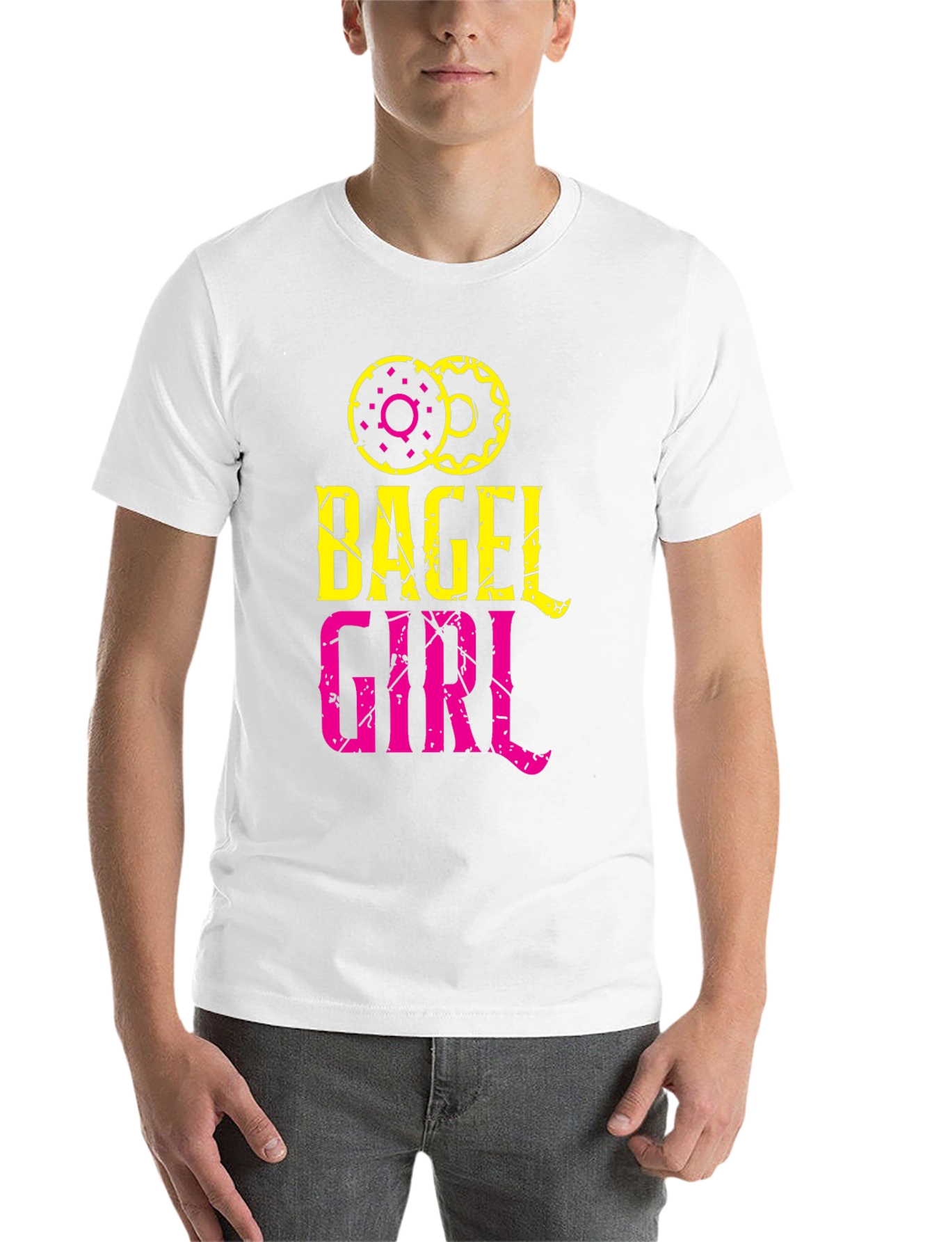 Black Bagel Girl Graphic Tee - Trendy Casual Top view 14