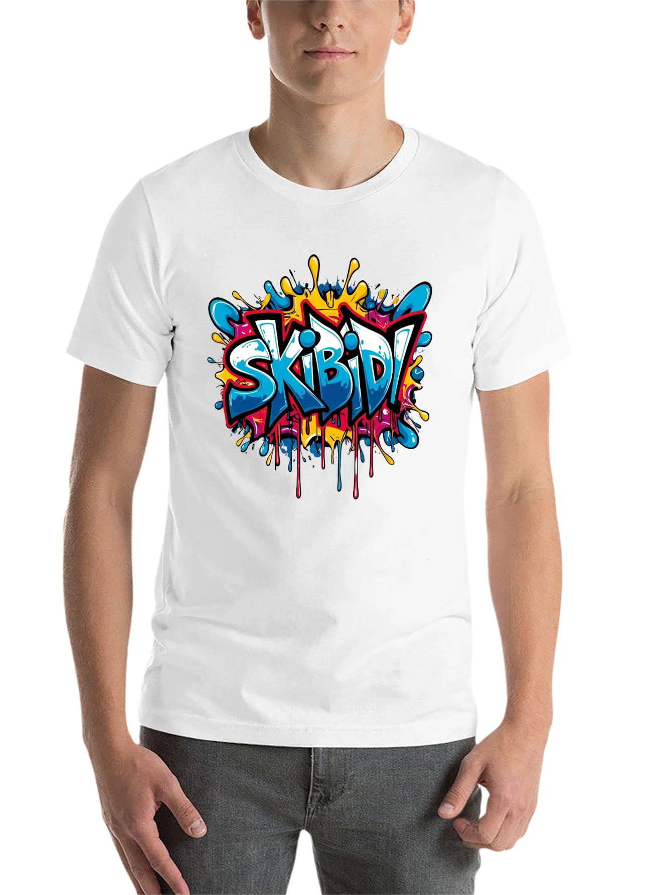 Black Skibidi Graffiti Style Black T-Shirt view 14