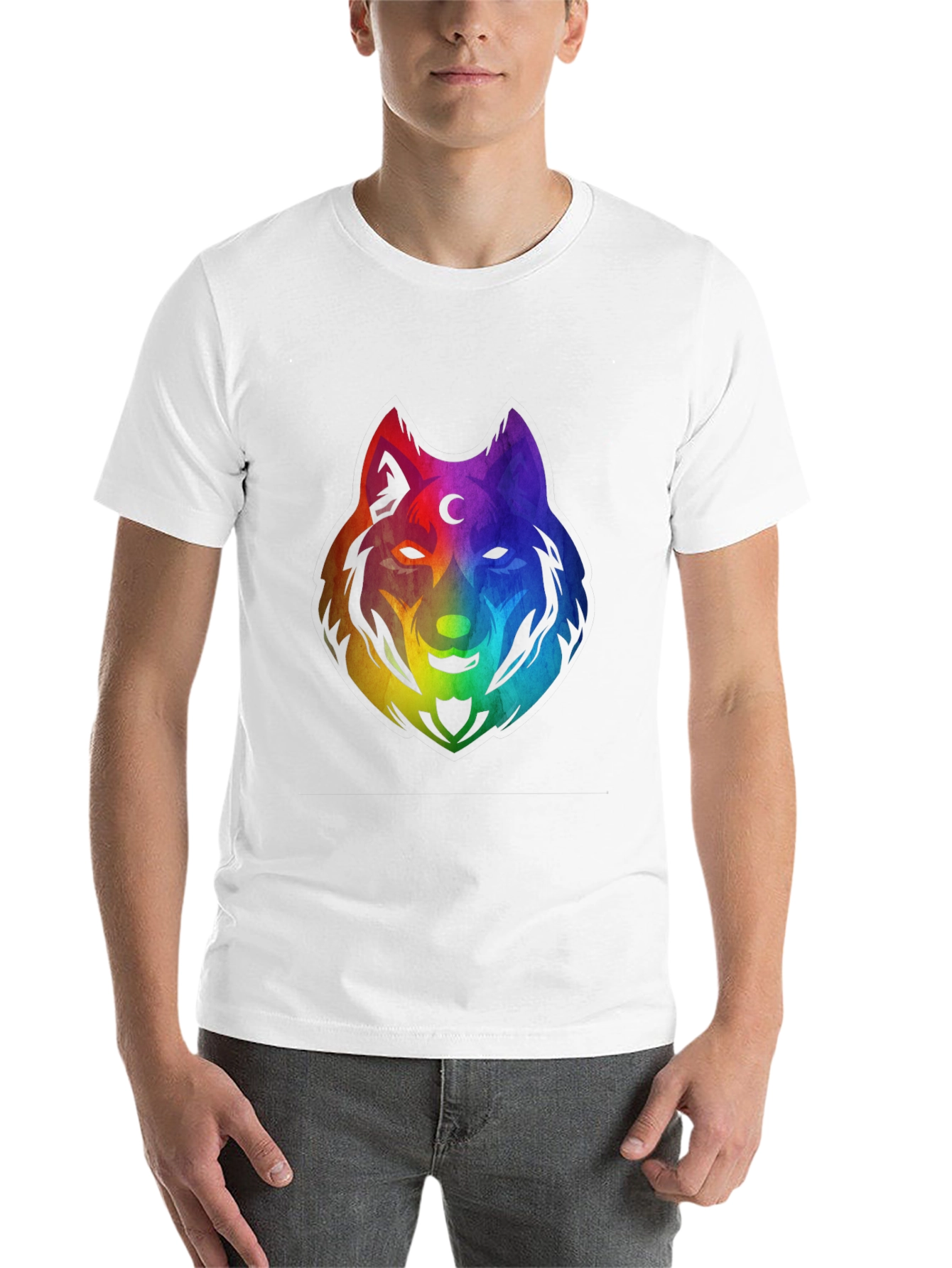 Black Rainbow Wolf Graphic T-Shirt - Black view 14